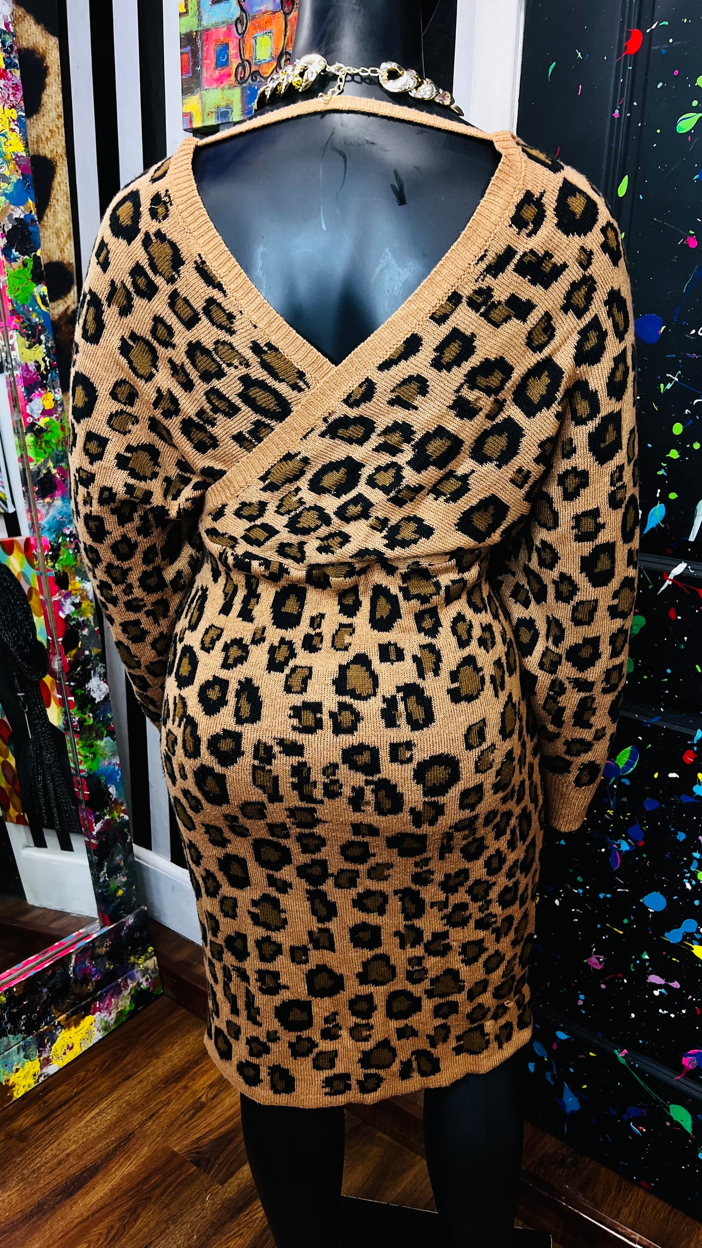 Vintage Inspired Knit Cheetah Dress (20)