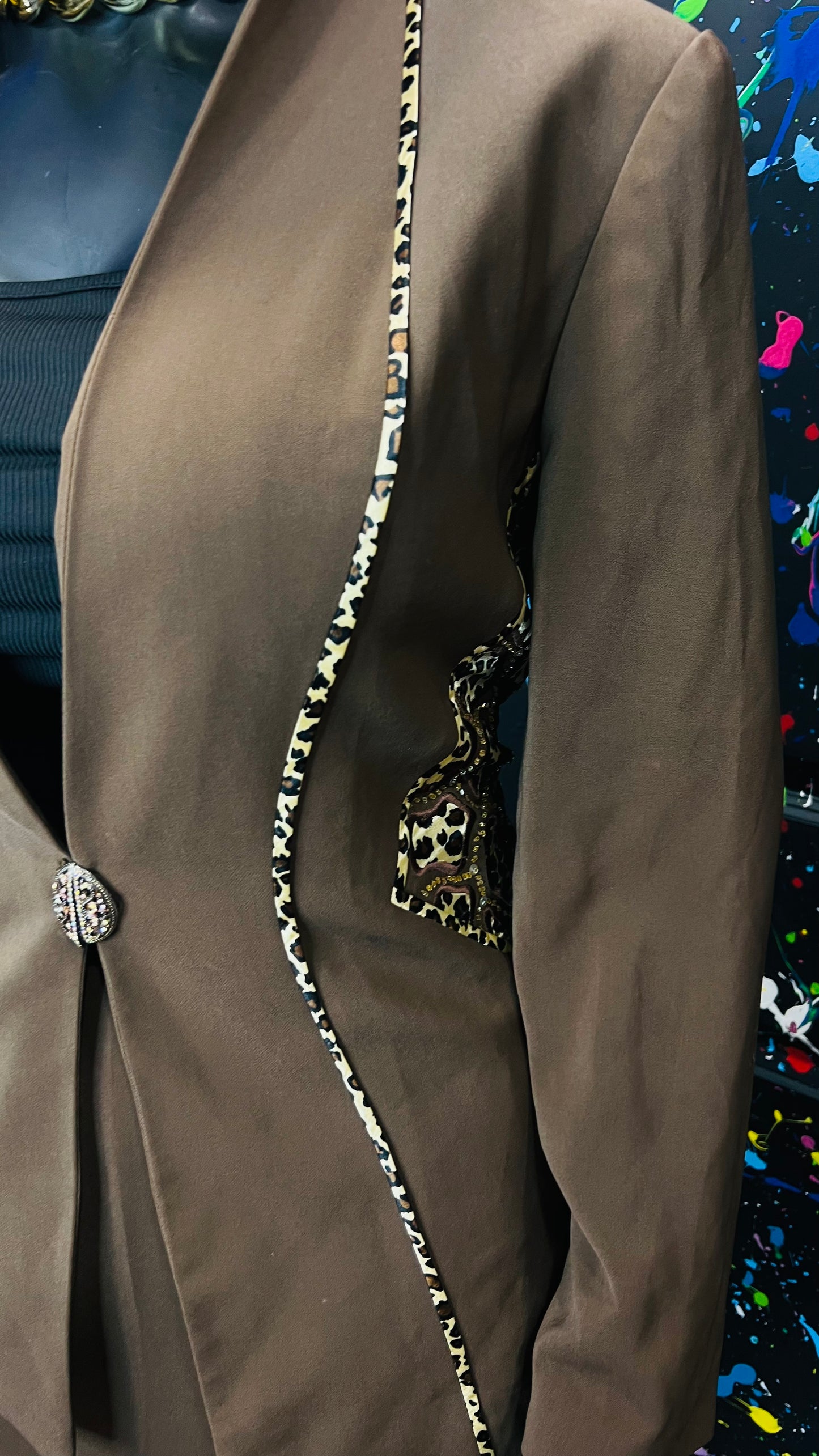Vintage Chocolate & Animal Print Skirt Suit (18)