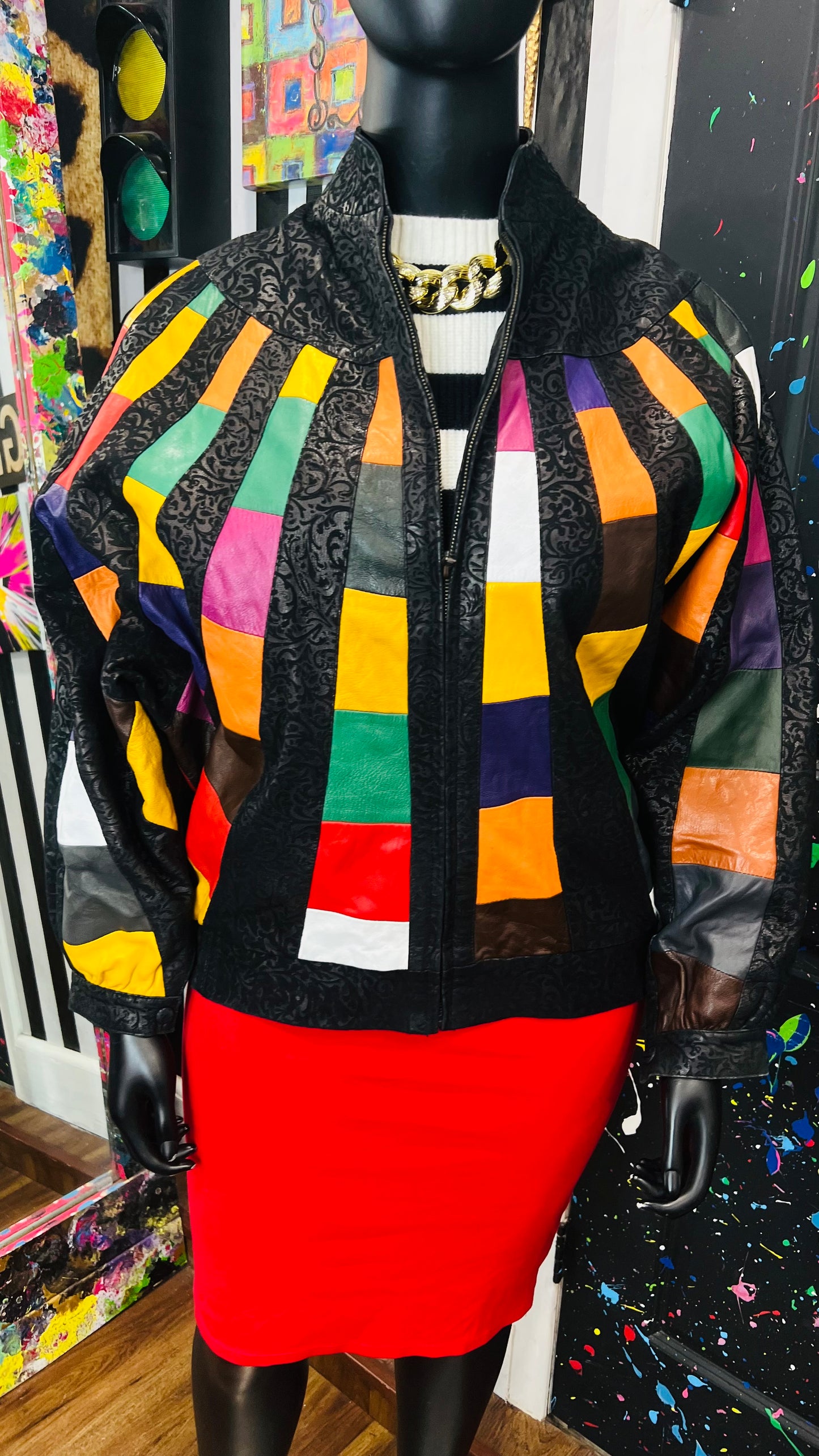 Vintage Genuine Leather & Suede Leather Jacket (OS)