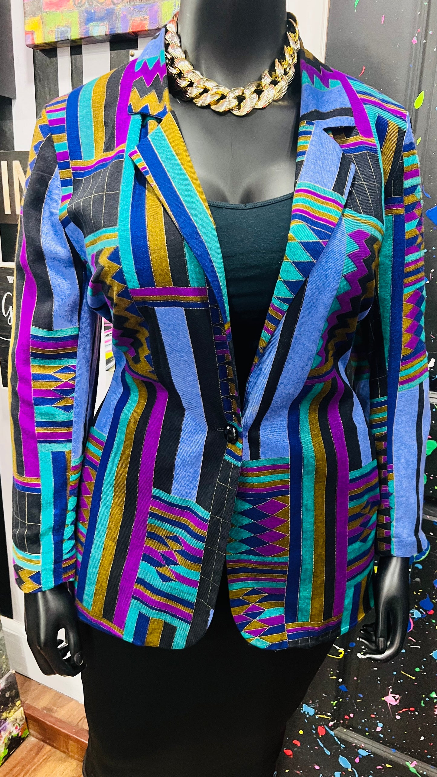 Vintage Tribal Print Blazer (12)