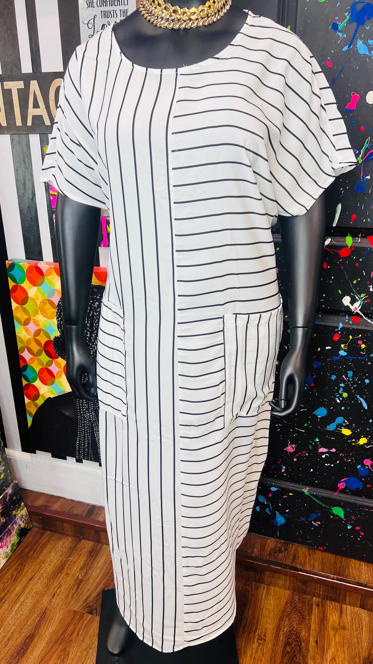 Black & White Striped Dress (20/22)