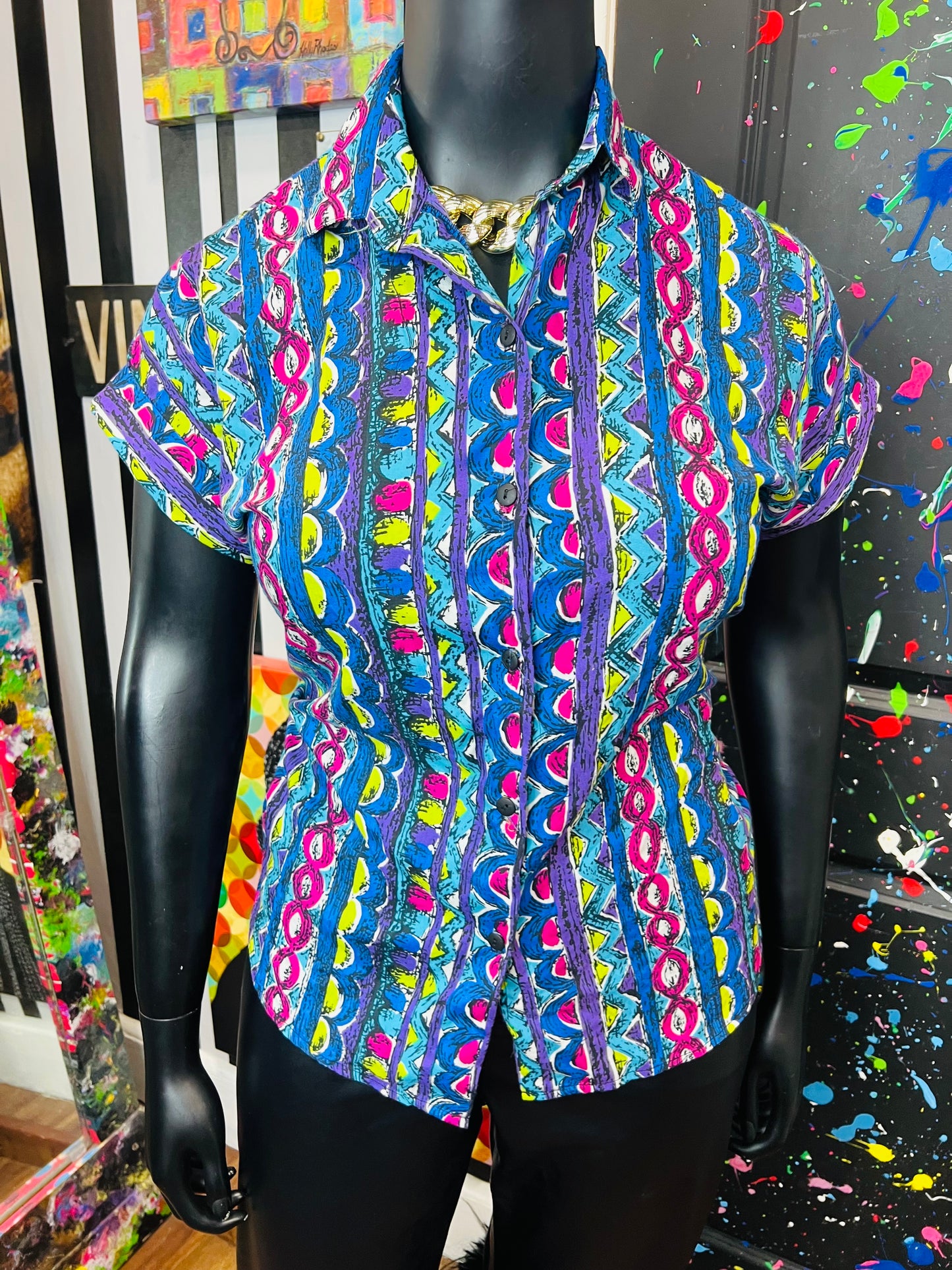 Vintage Abstract 80’s Blouse (16/18)