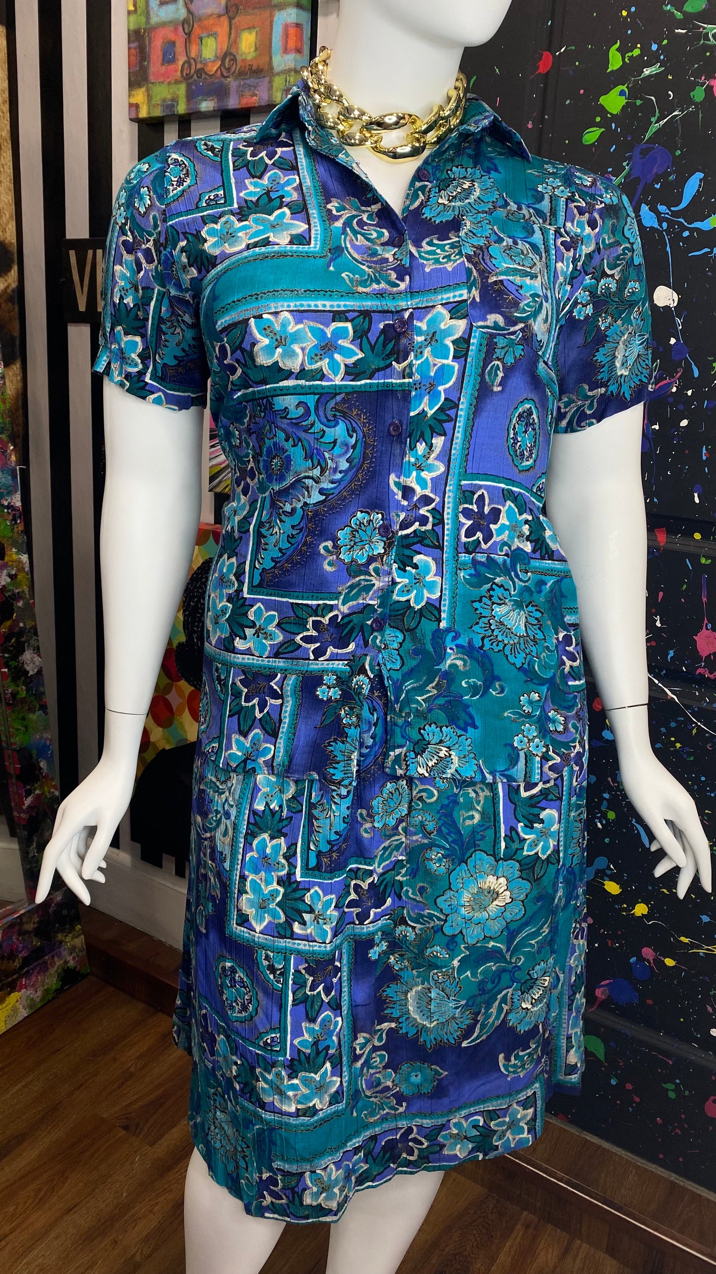 Vintage Abstact Rayon Skirt Set (12)