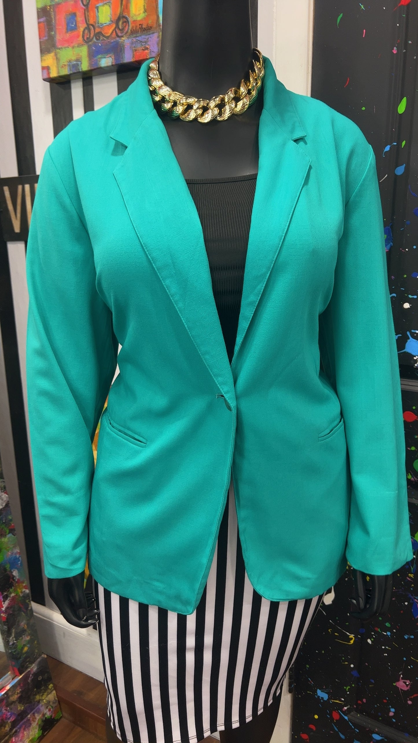 Vintage Solid Teal Blazer (24)