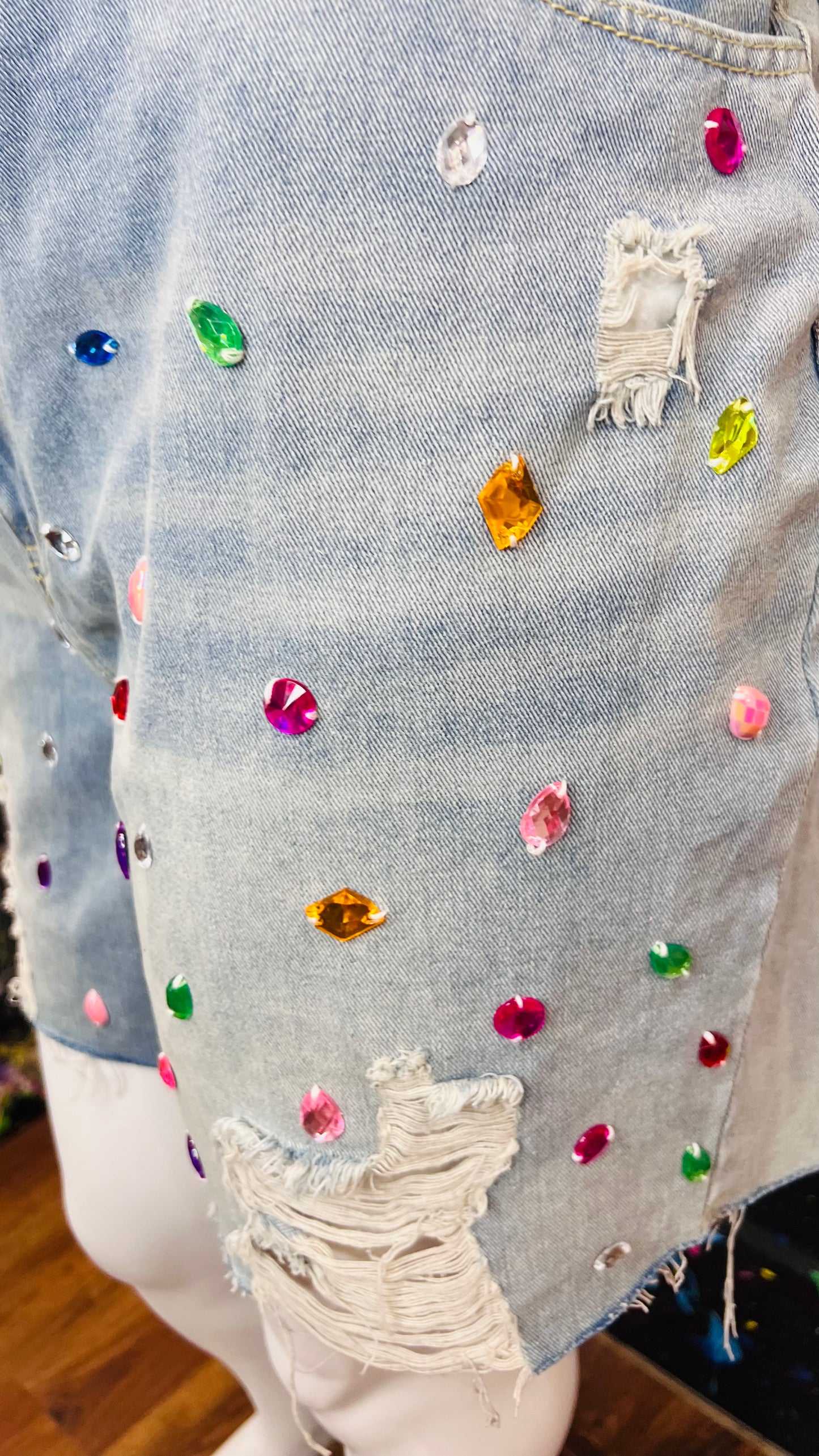 Denim Rhinestone Shorts- New w/Tags (22)