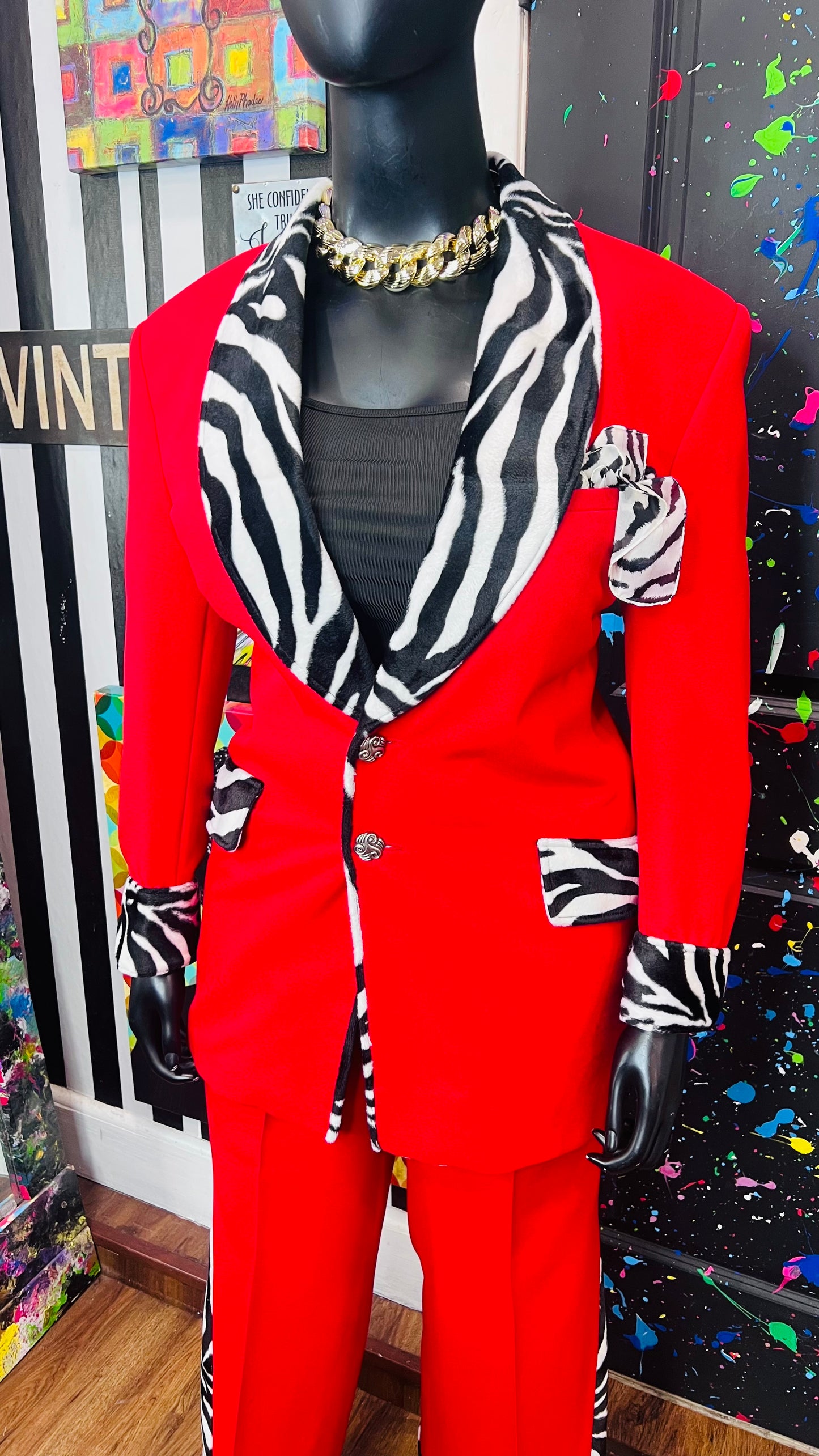 Red & Zebra Pants Suit (16)