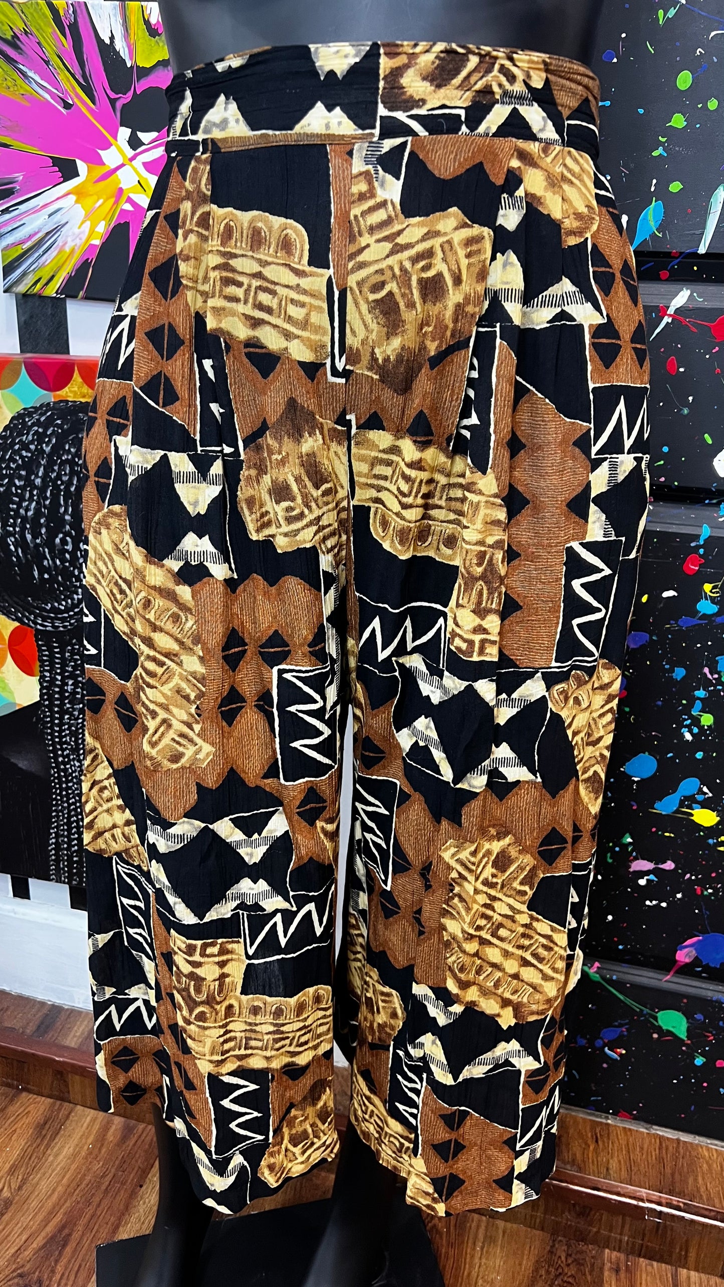 Vintage Tribal Print Wide Leg Culotte/ Gauchos (24)
