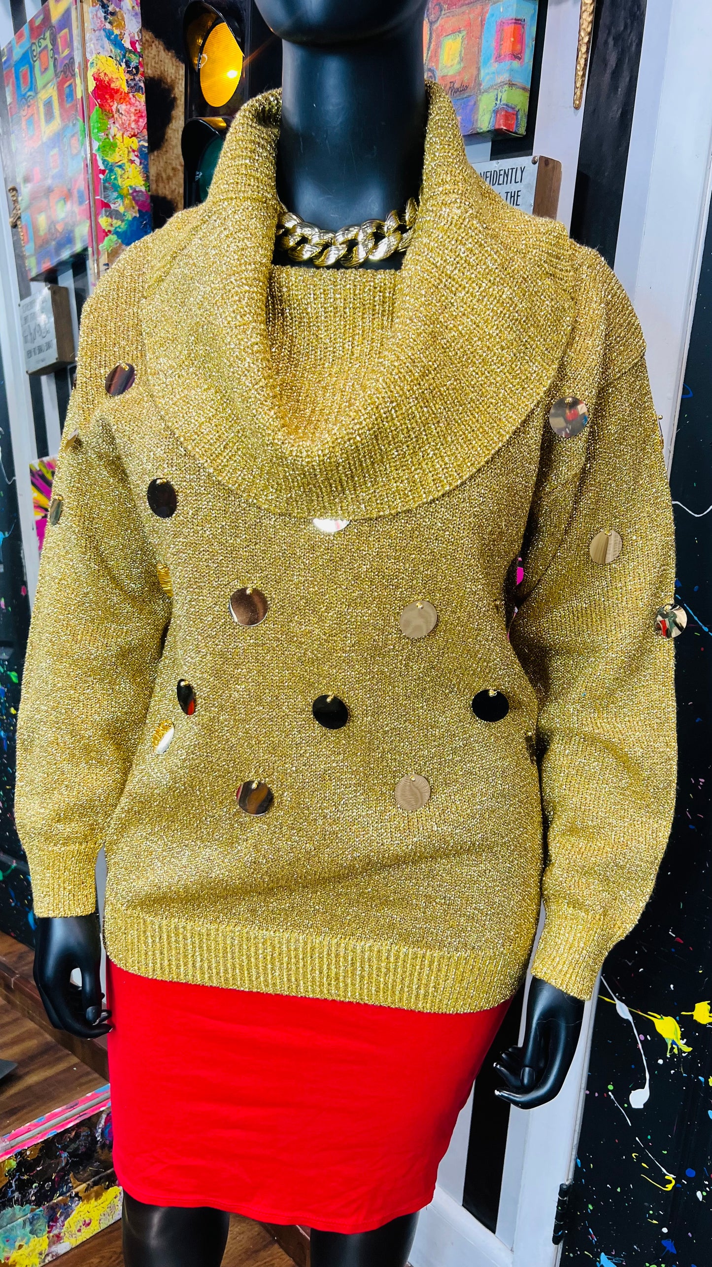 Vintage Plus Size Gold & Circle Sweater (18)
