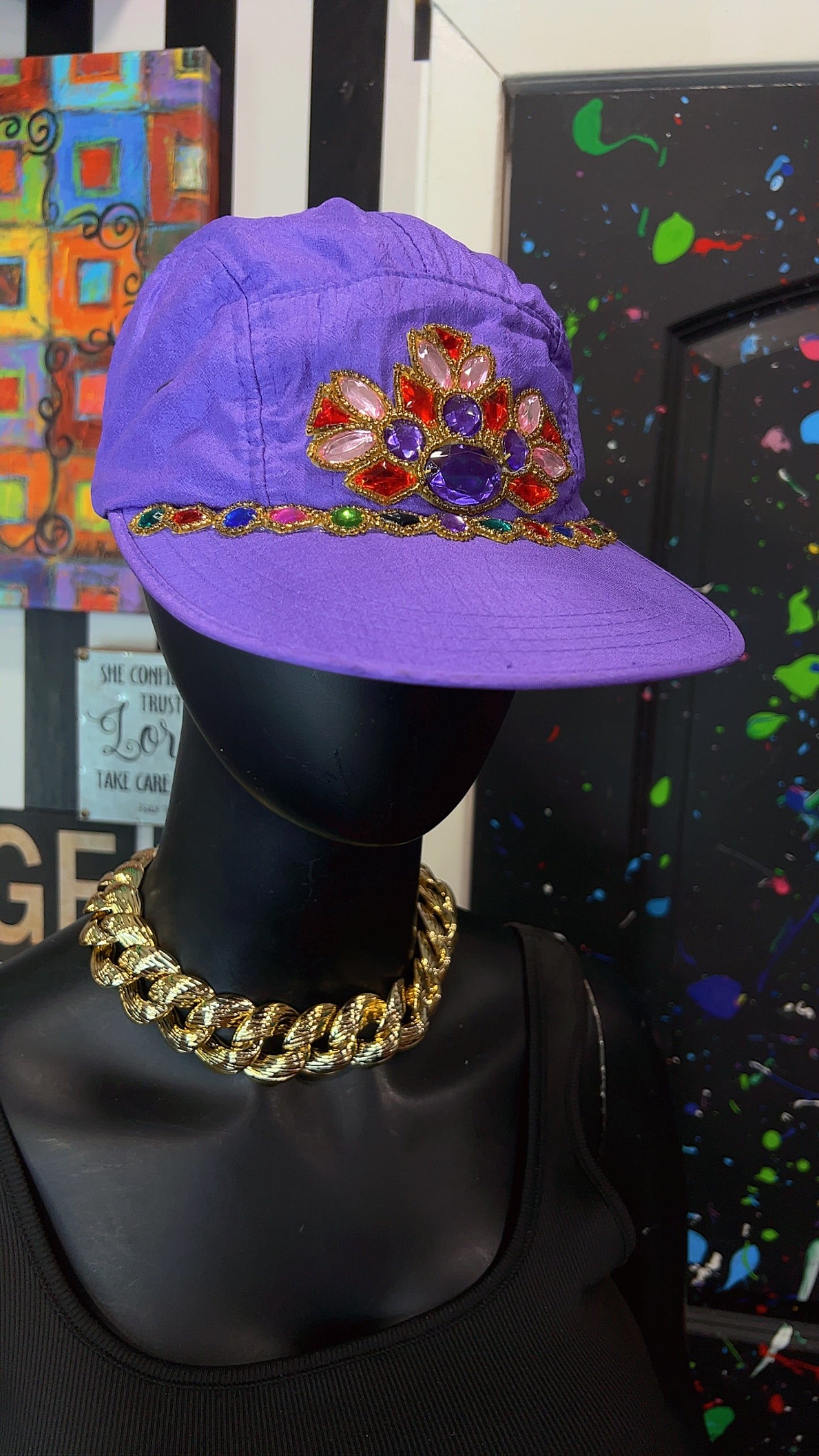 Vintage Purple Jeweled Ball Cap
