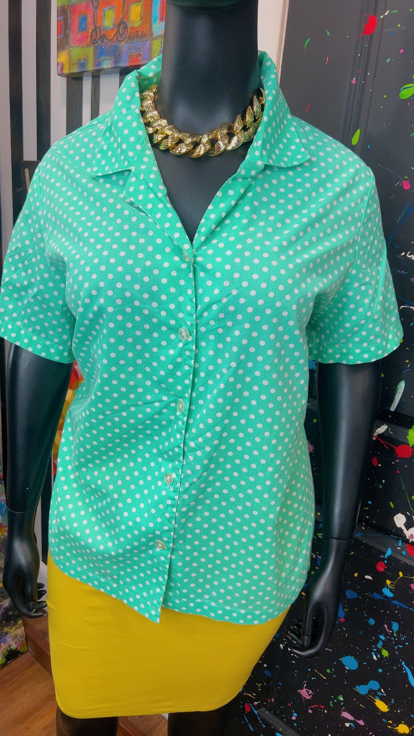 Vintage Cotton Polka Dot Blouse (24)