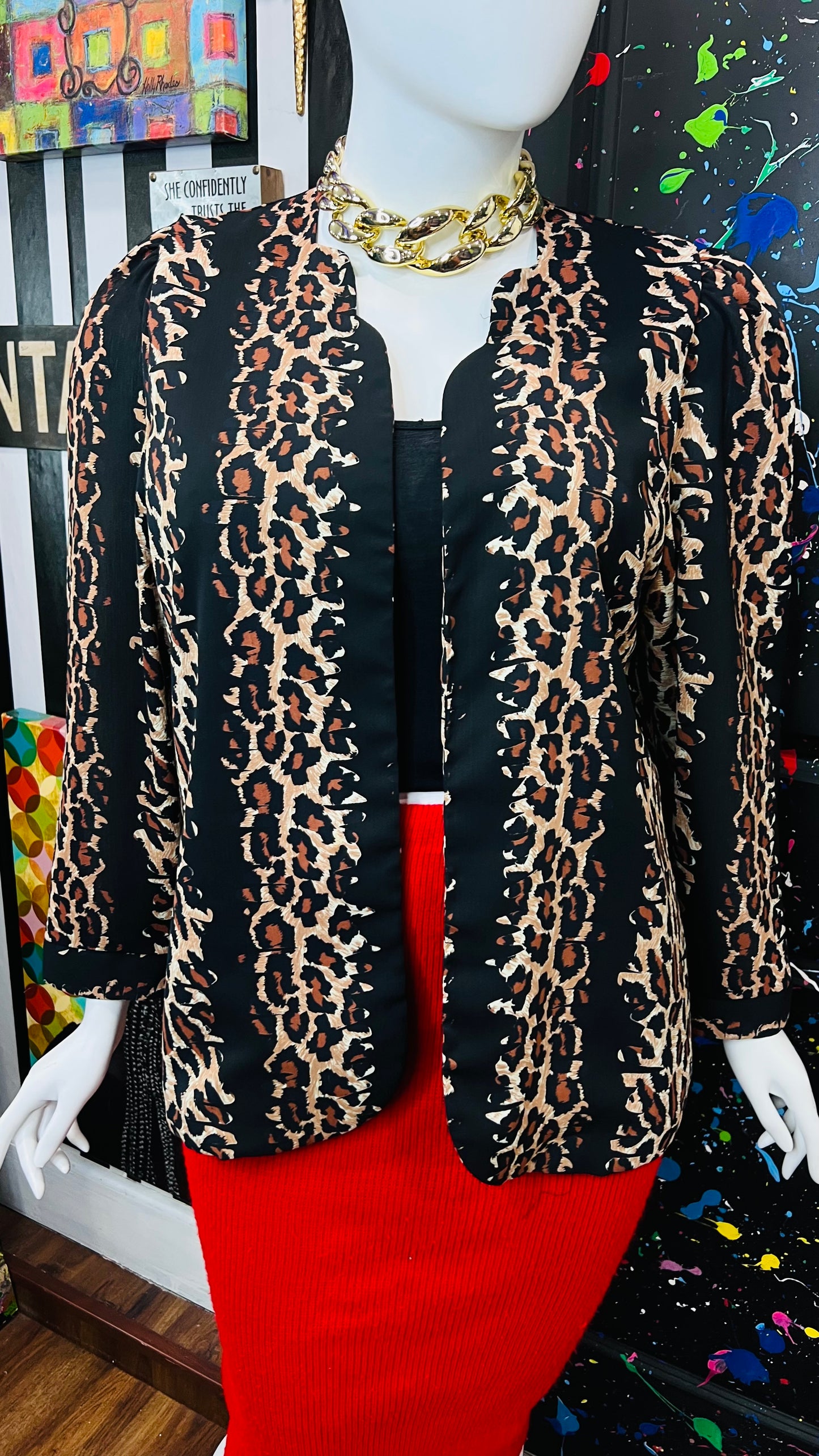 Vintage Animal Print Open Duster (18W)