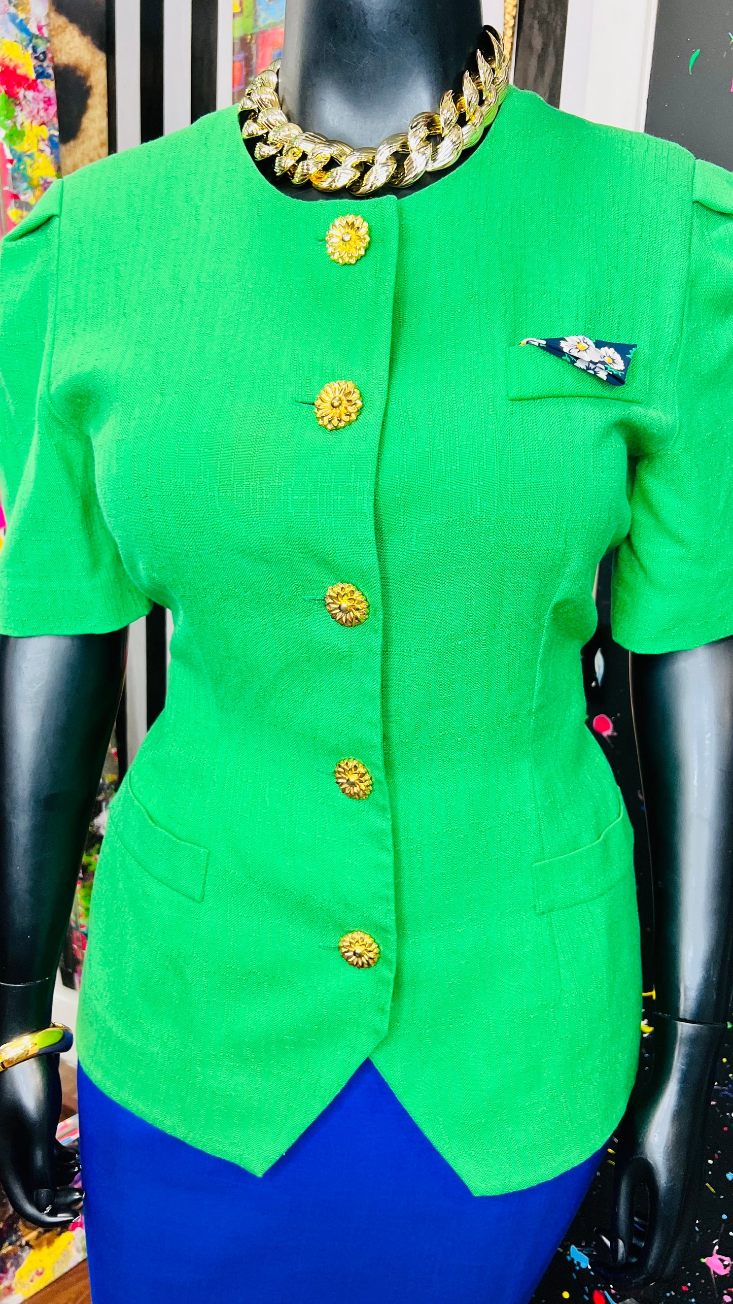 Vintage Green Blazer Blouse (16)