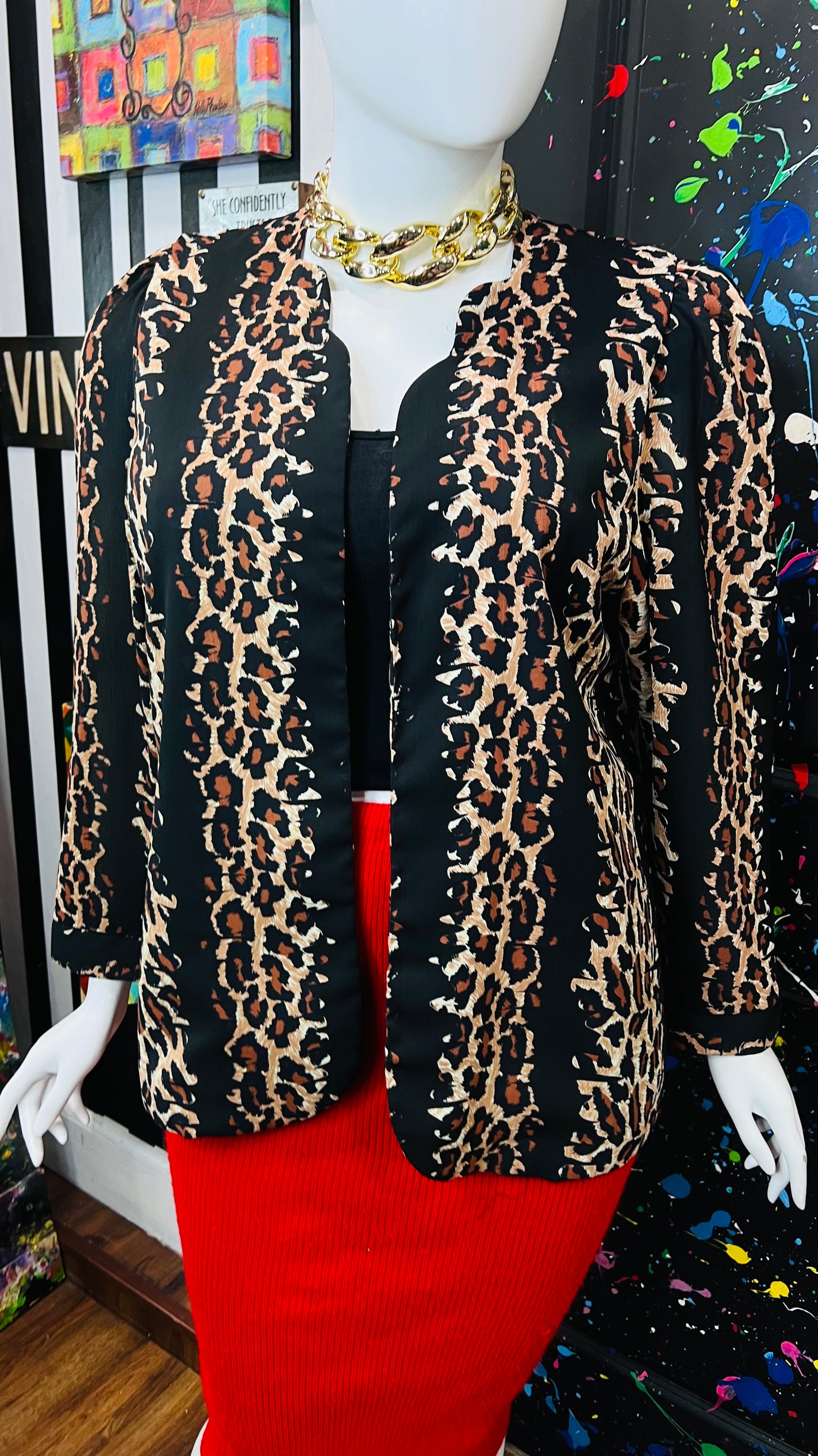 Vintage Animal Print Open Duster (18W)