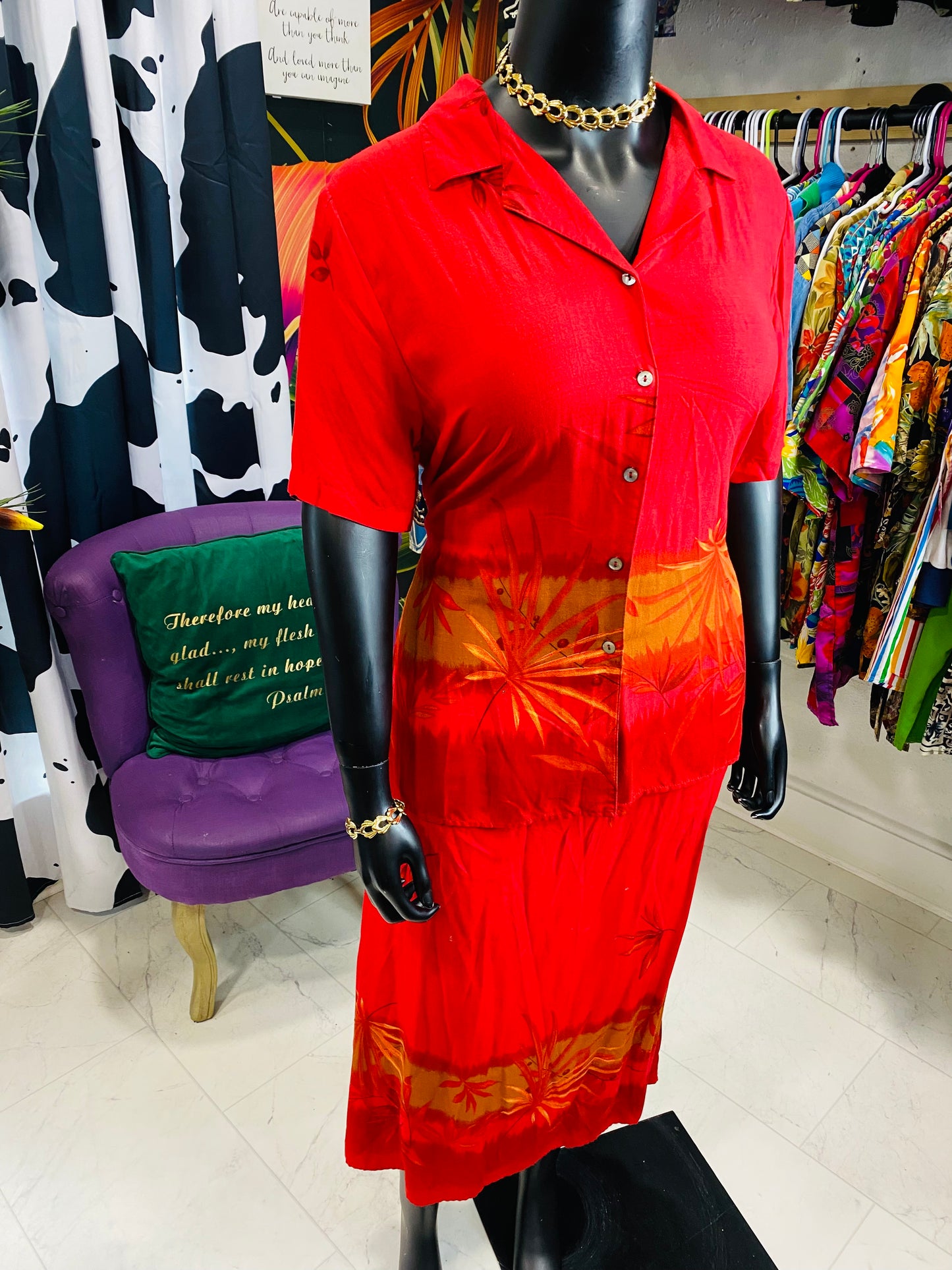 Vintage Red 2 Piece Skirt Set