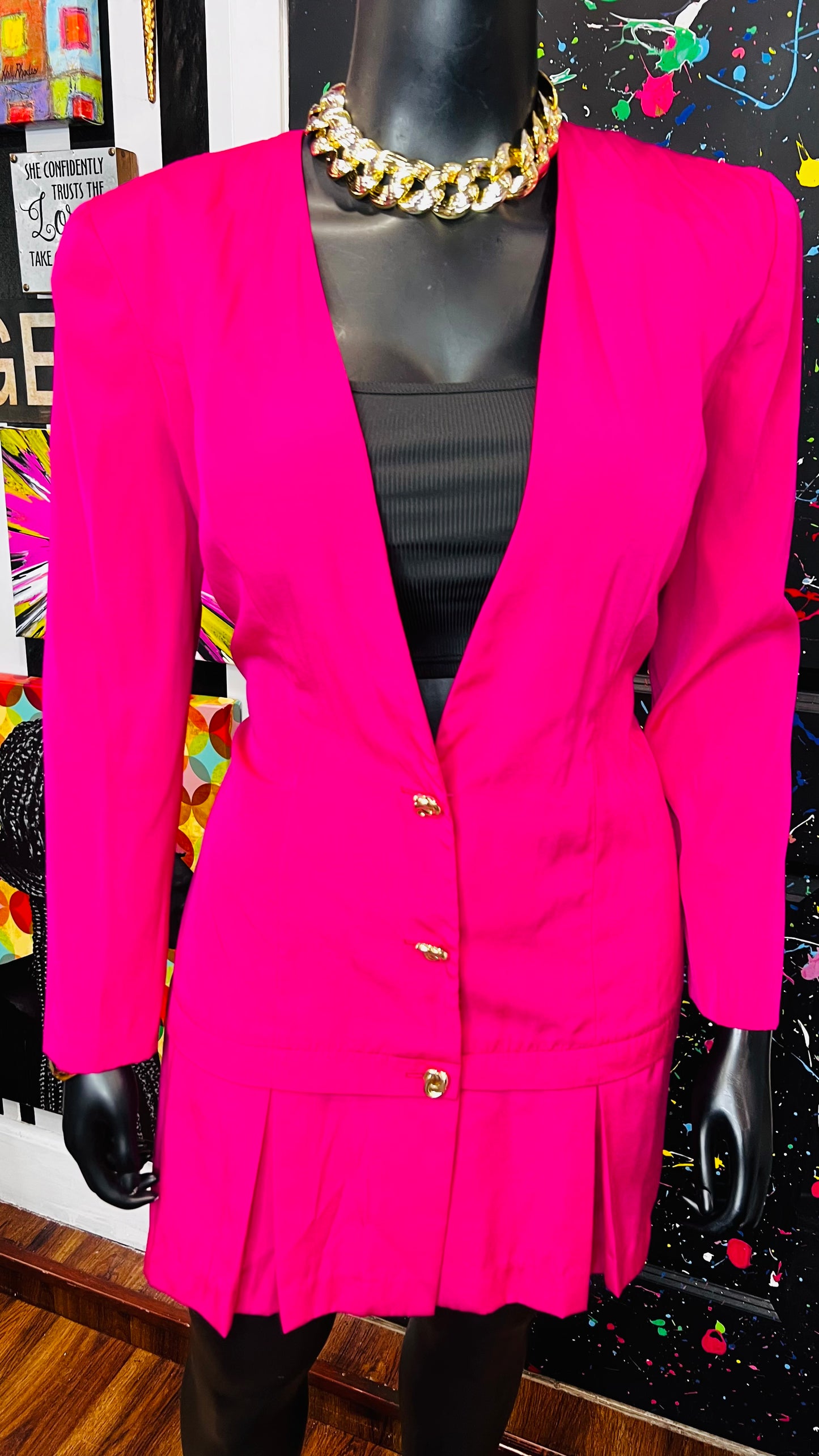 Vintage Pink Pleated Bottom Dress (15/16)