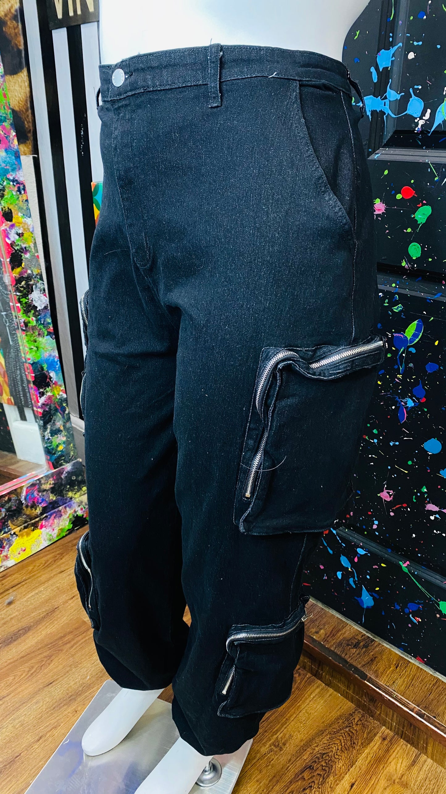 Black Cargo Pants- Has Stretch (20)