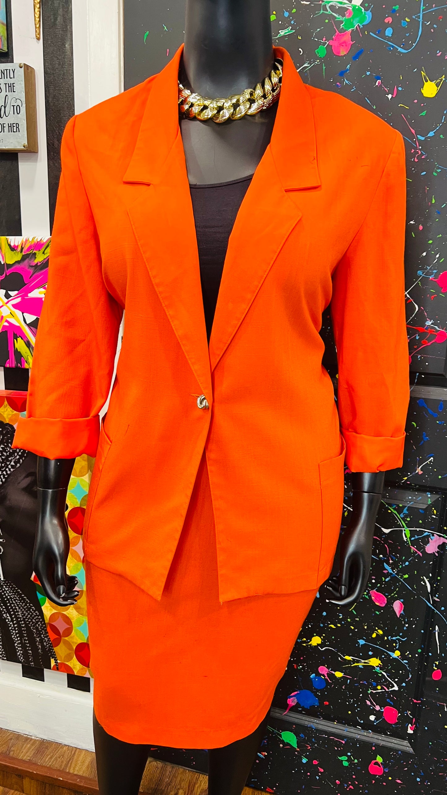 Vintage Orange Skirt Suit (20W)