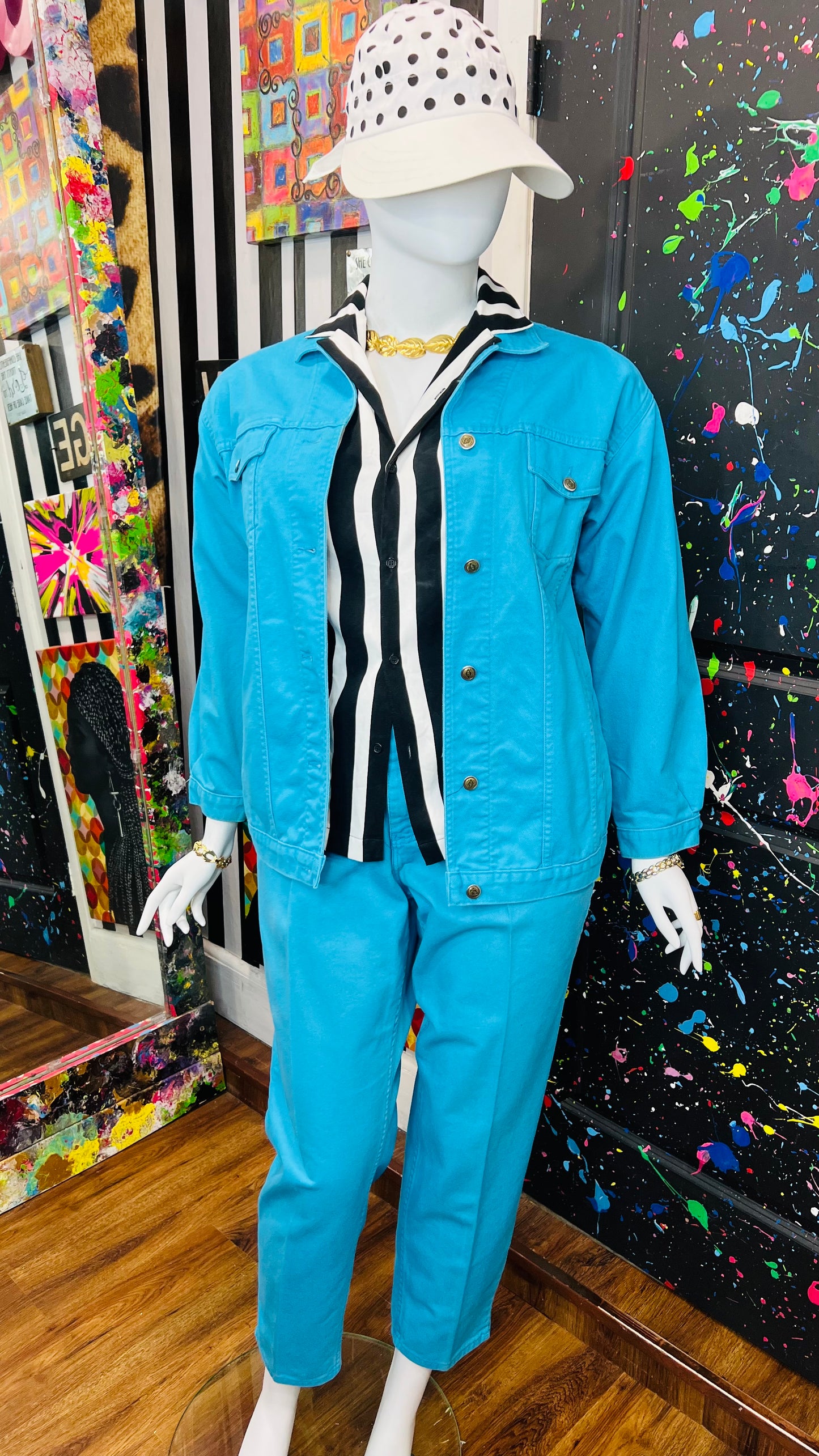 Vintage Blue Denim Pants & Jacket Set (14/16)