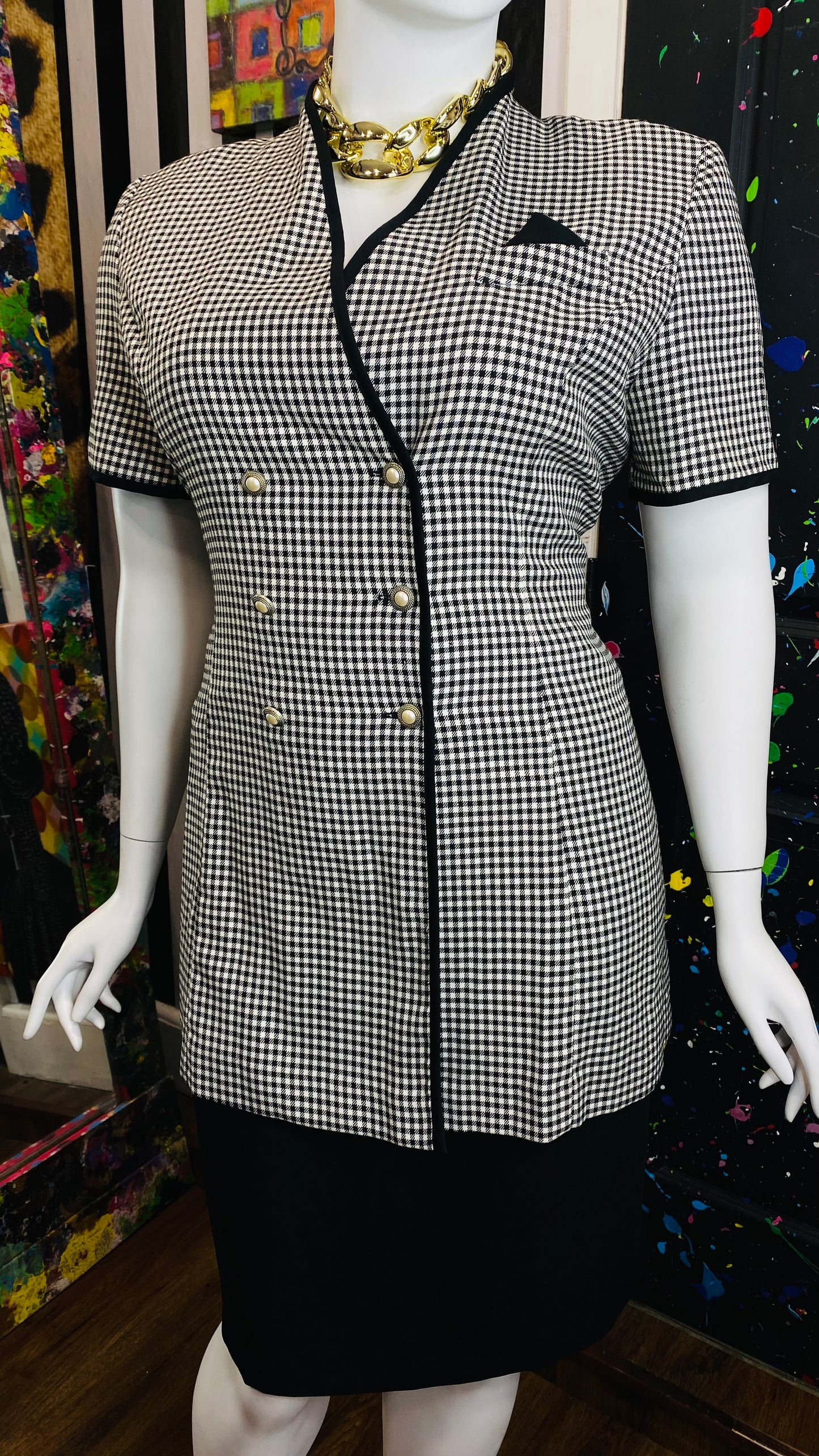 Vintage Black & White Houndstooth Dress (18)
