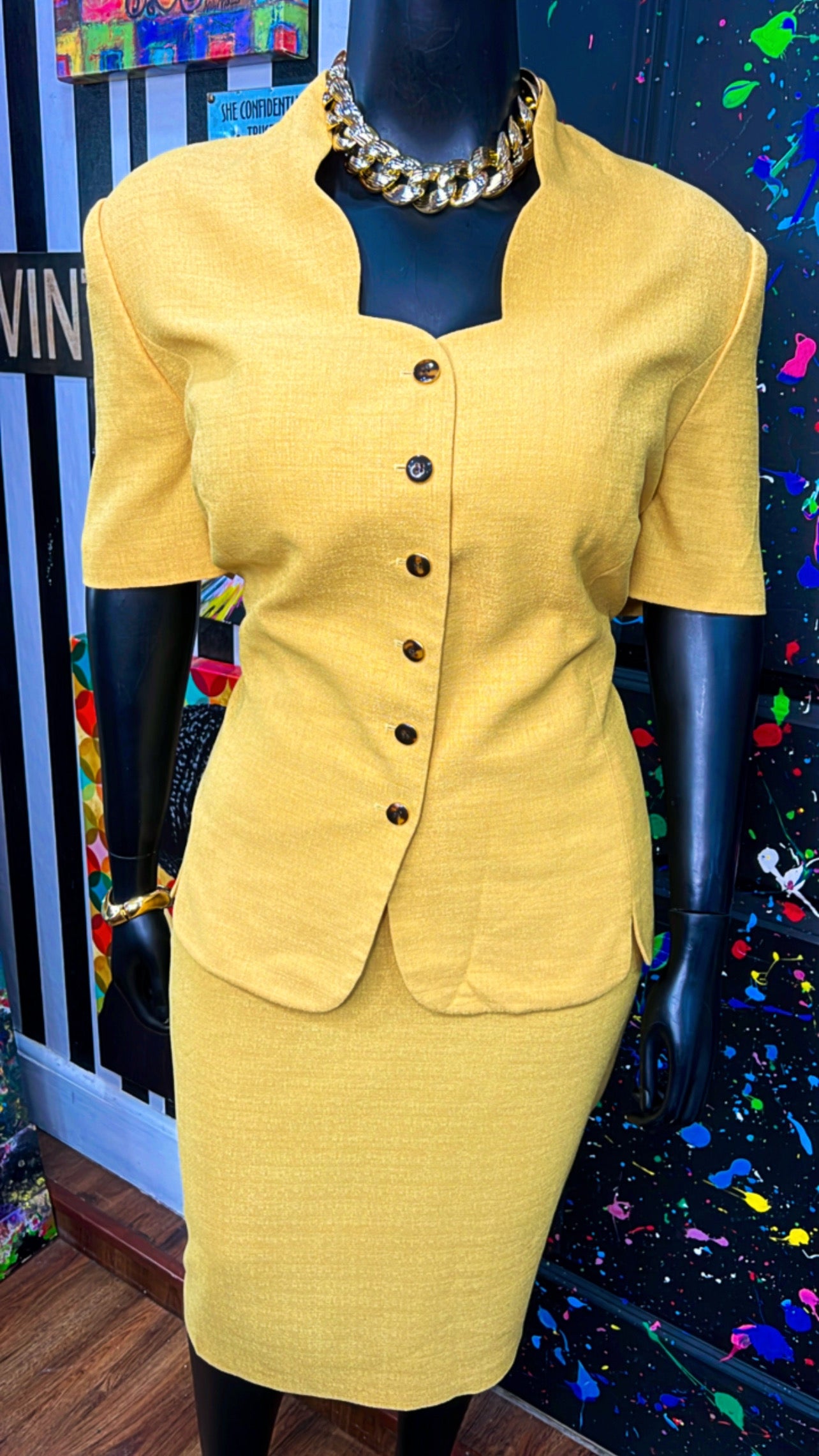 Vintage Yellow Skirt Suit (24W)