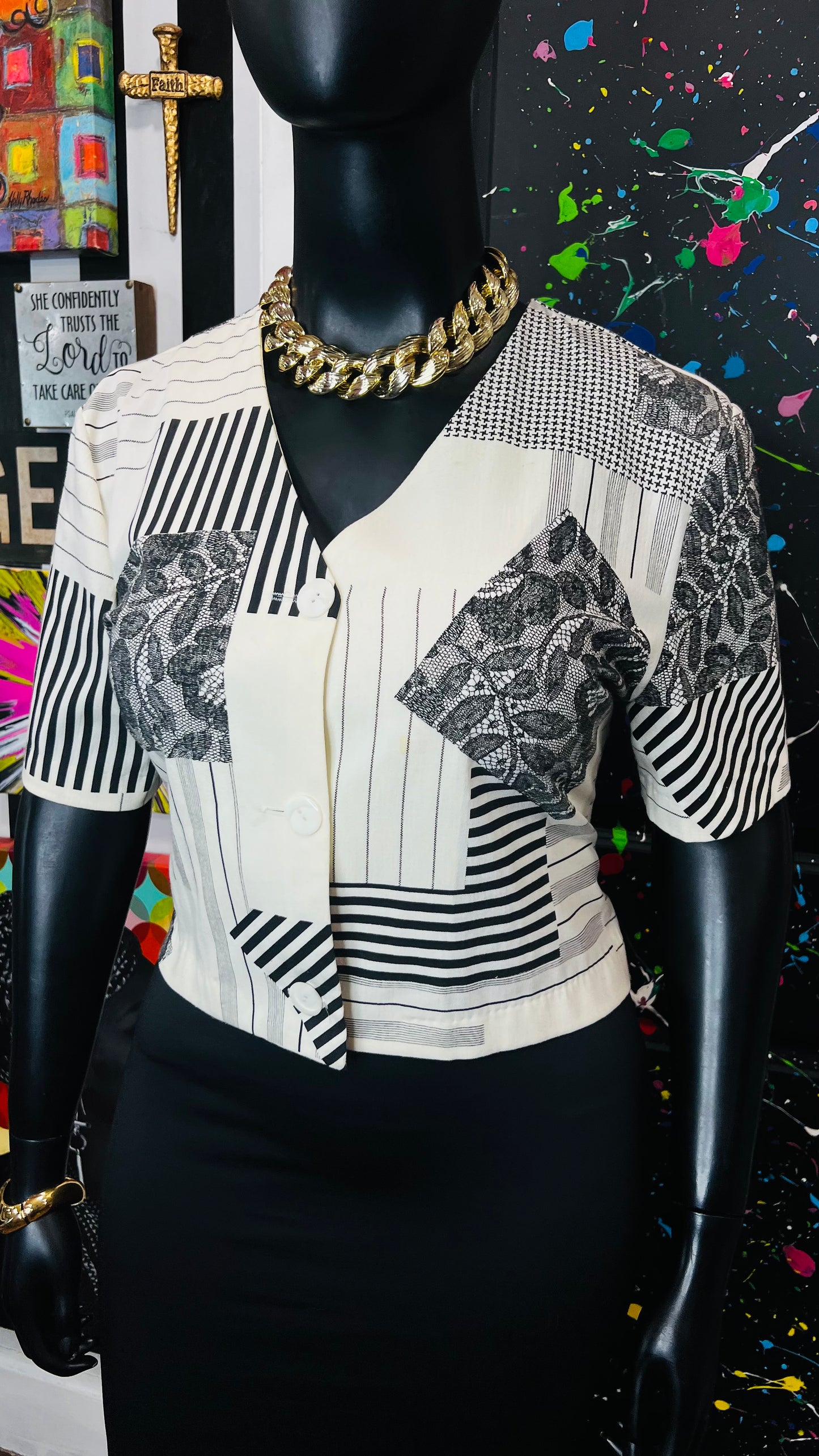 Vintage Cropped Piano Blouse (14)