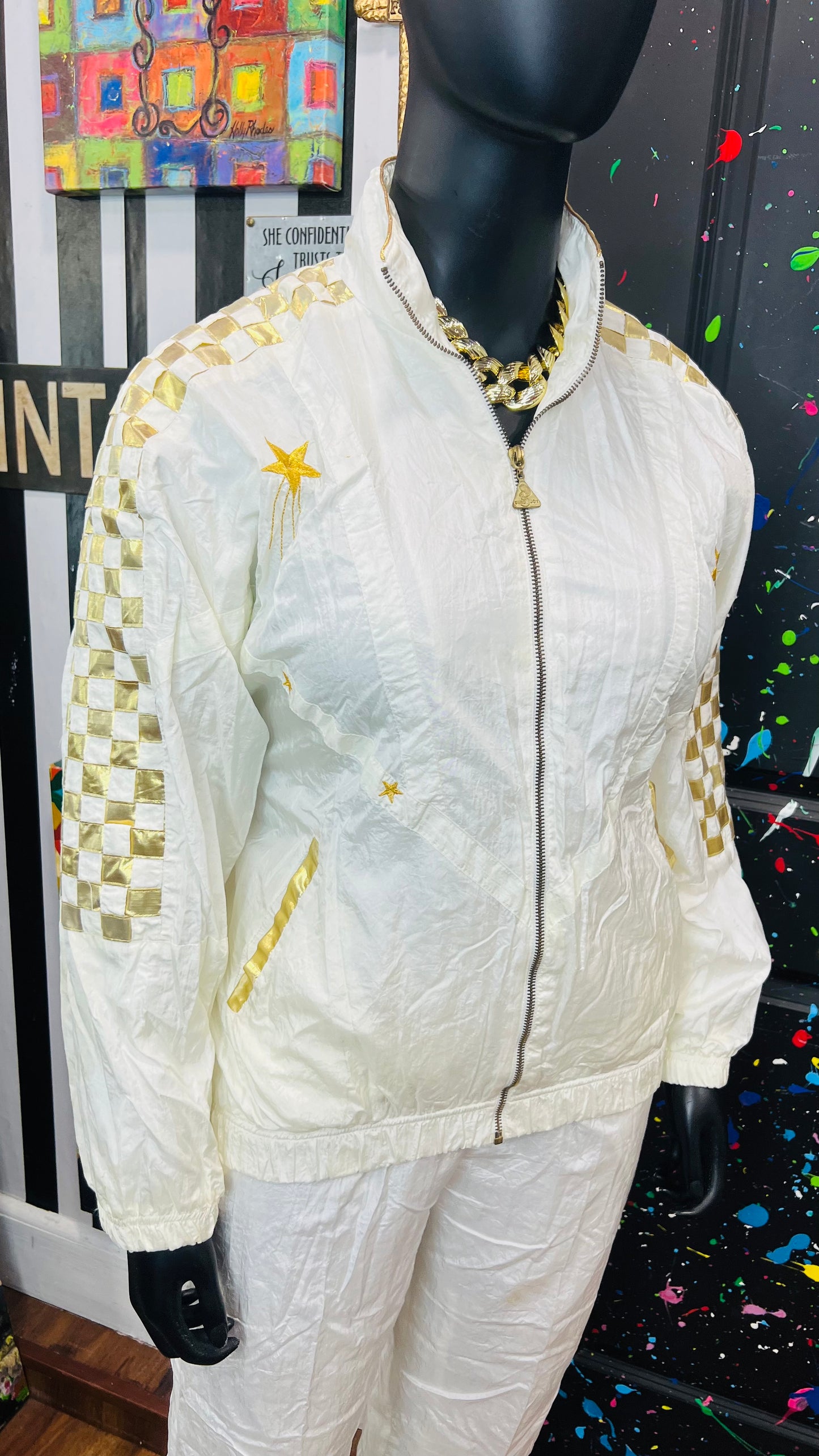Vintage Windreaker Set - Cream w/Gold Stars (14)