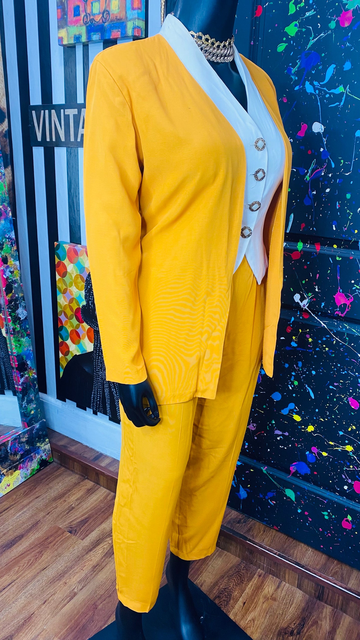 Vintage Mustard & Beige Pants Set (14)