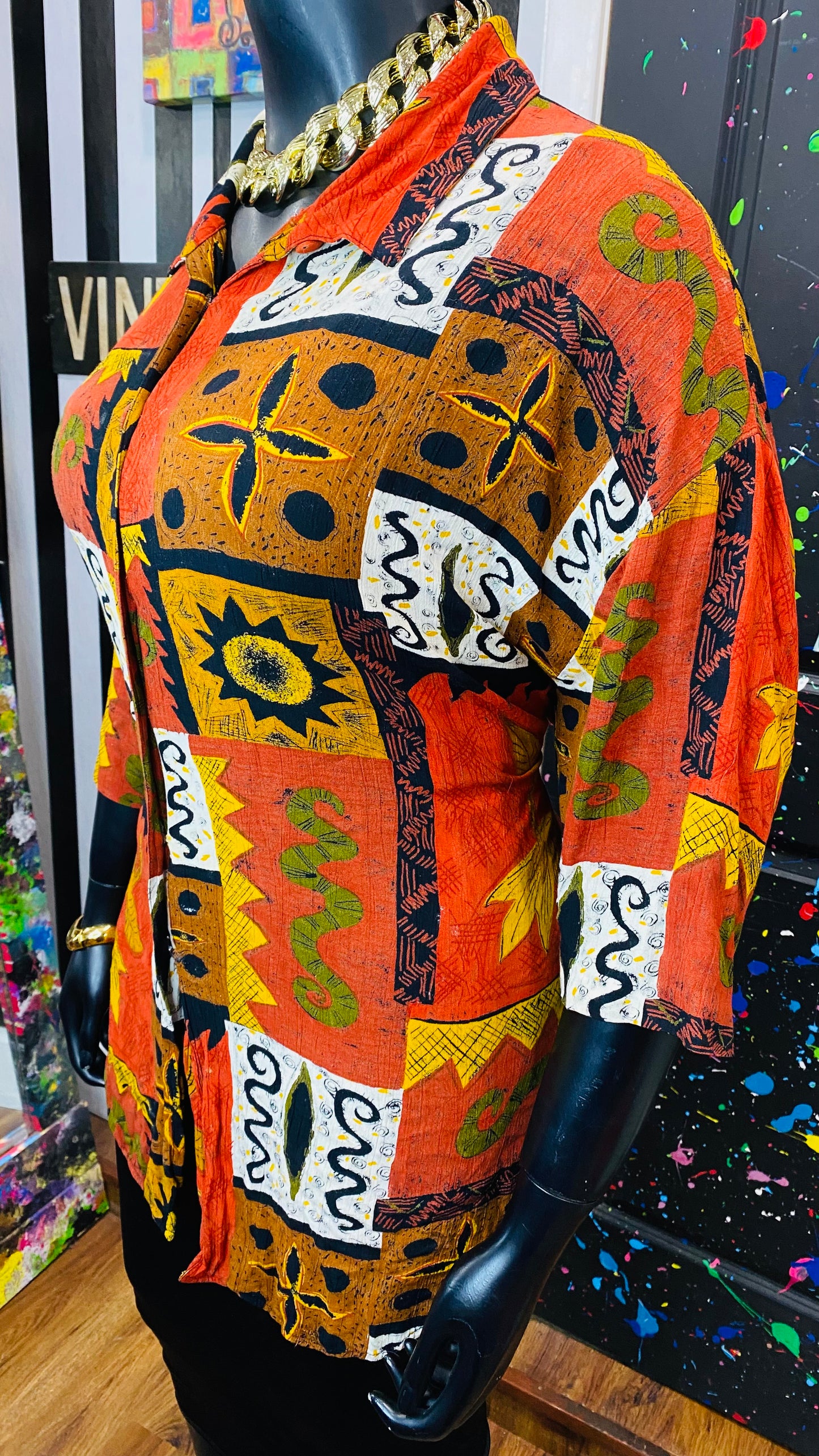 Vintage Rayon Abstract Blouse (24)