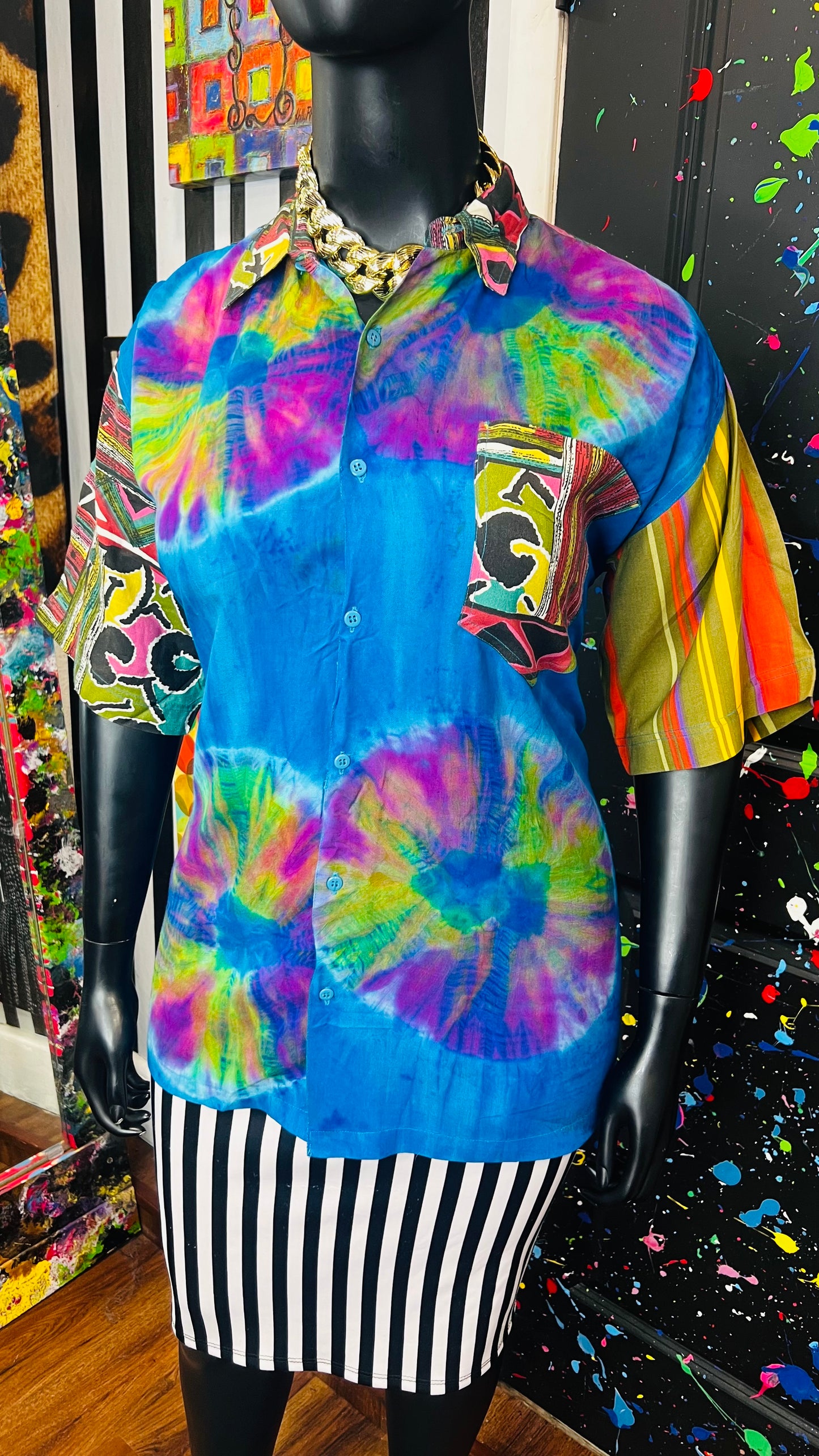 Vintage Abstract Mix Print Blouse (18)