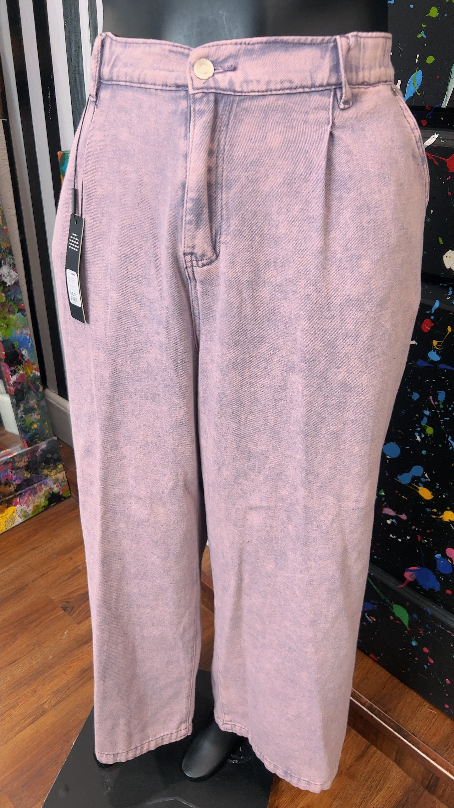 Wide Leg Purple Pleated Stonewash Jeans New w/Tags (16)