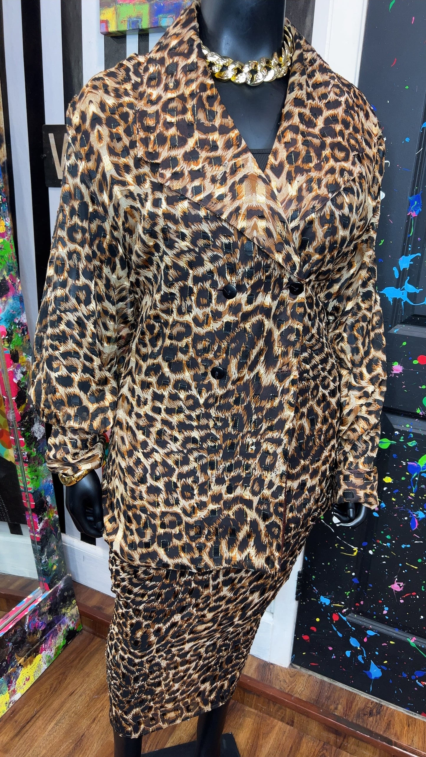 Vintage Animal Print Skirt Set (24)
