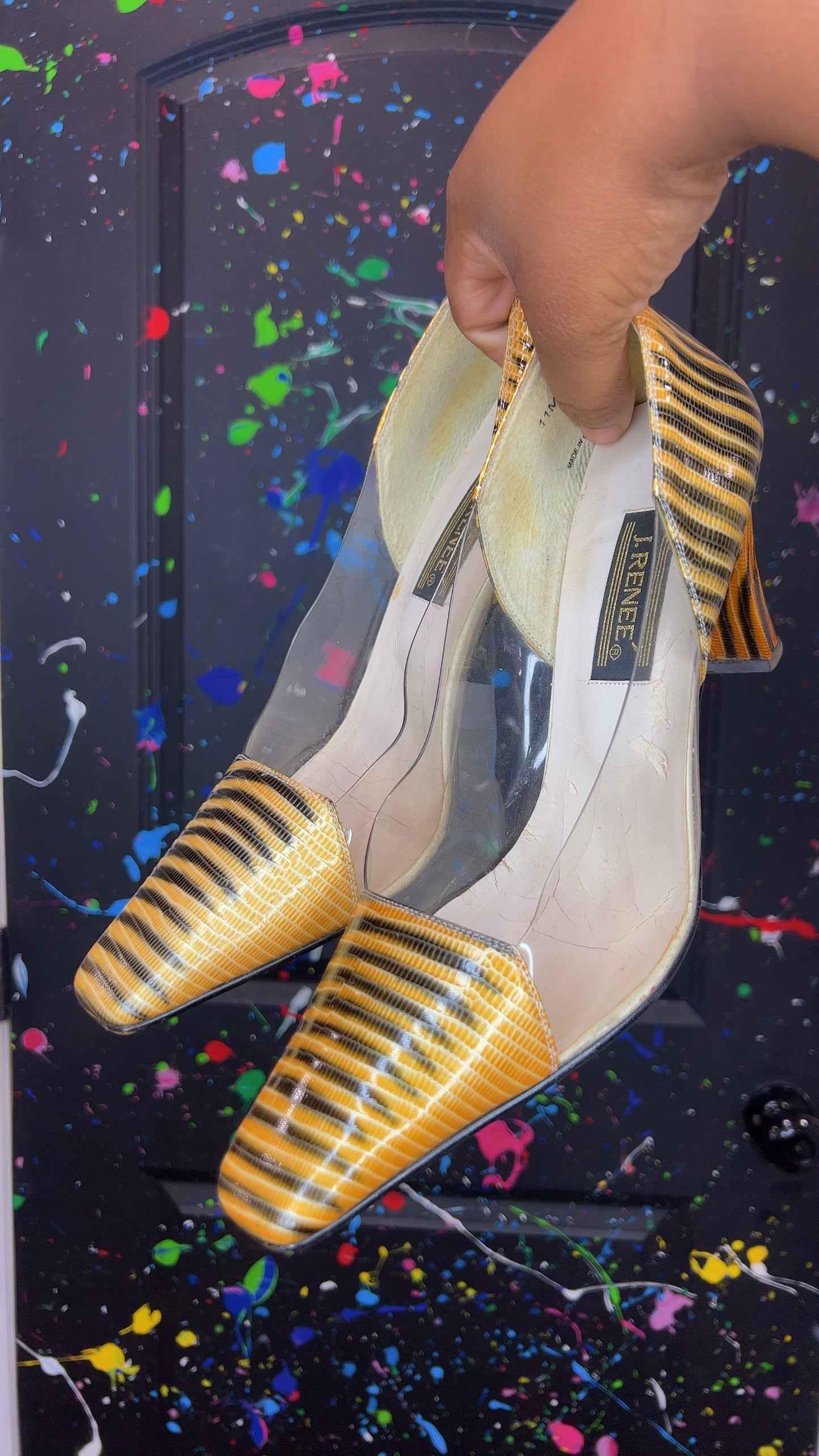 Vintage Clear Gold & Black Heels (11)