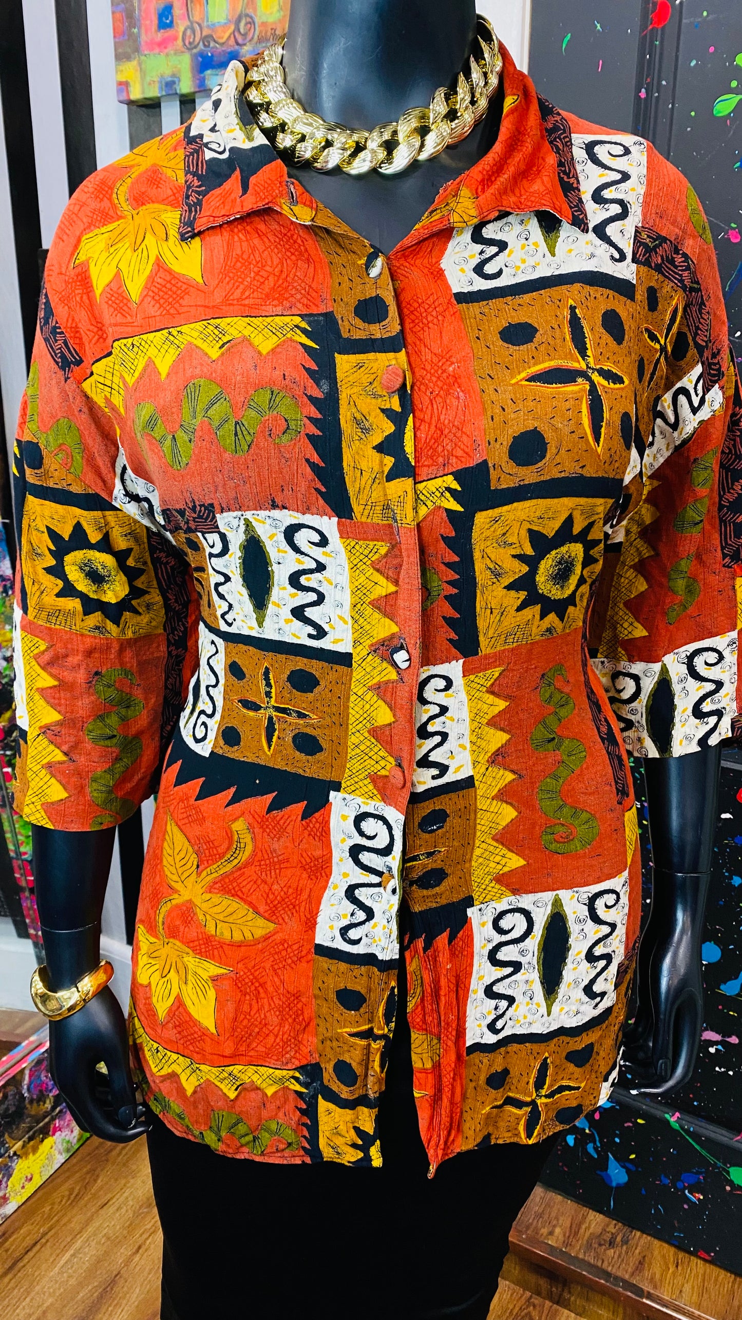 Vintage Rayon Abstract Blouse (24)