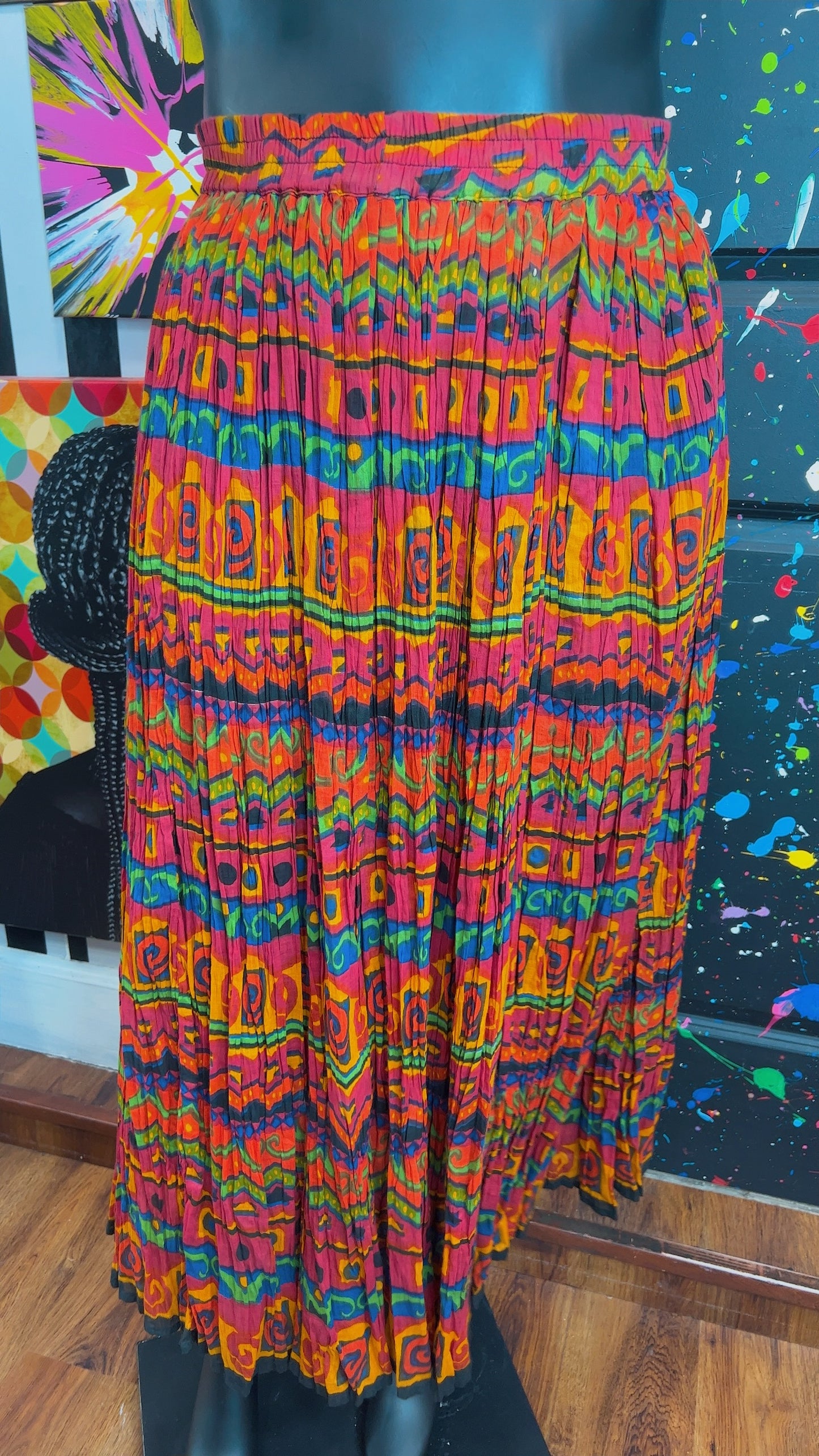 Vintage Rayon Abstract Skirt (18)