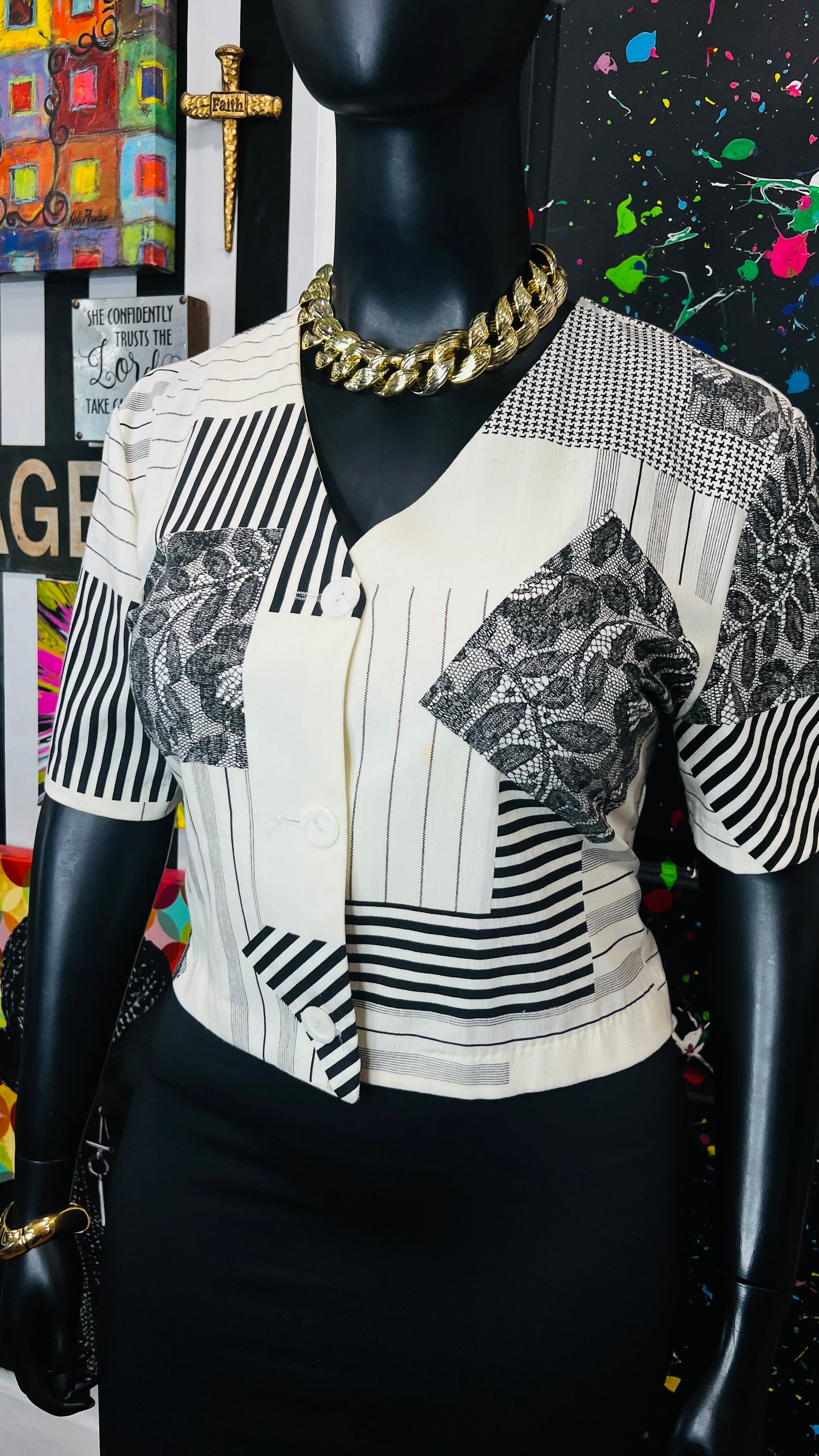 Vintage Cropped Piano Blouse (14)
