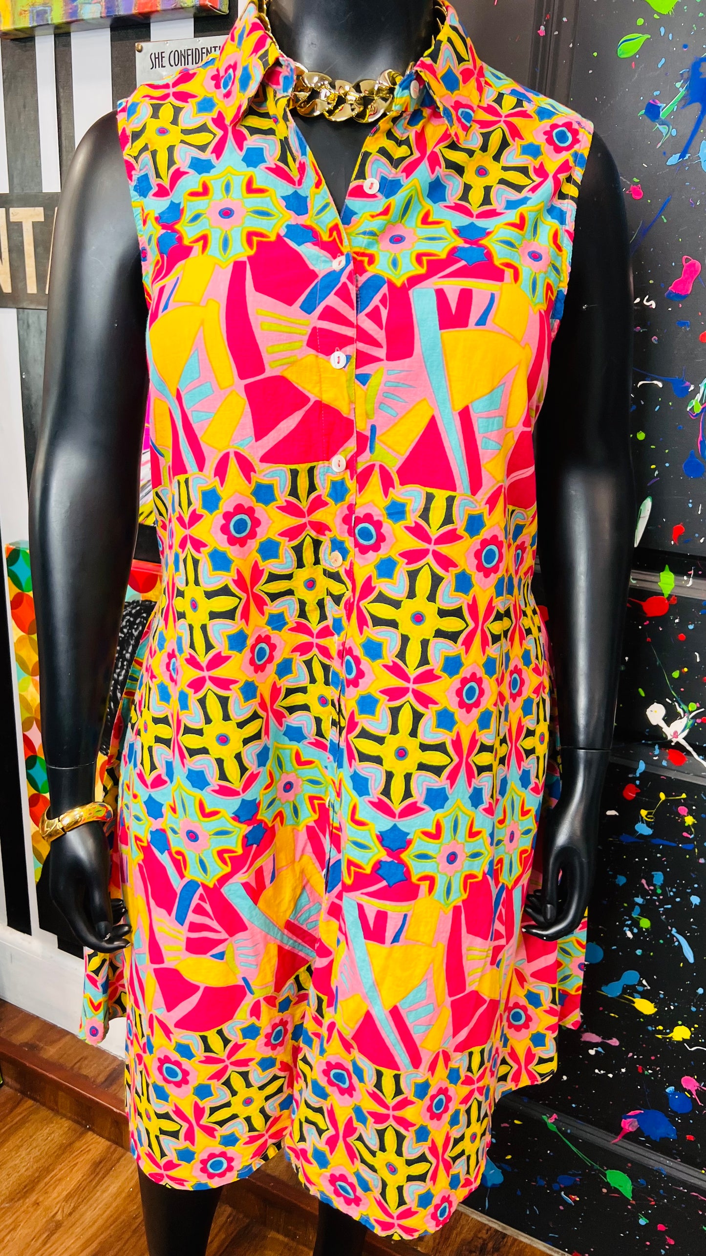 Rayon Abstract Print Dress (18)