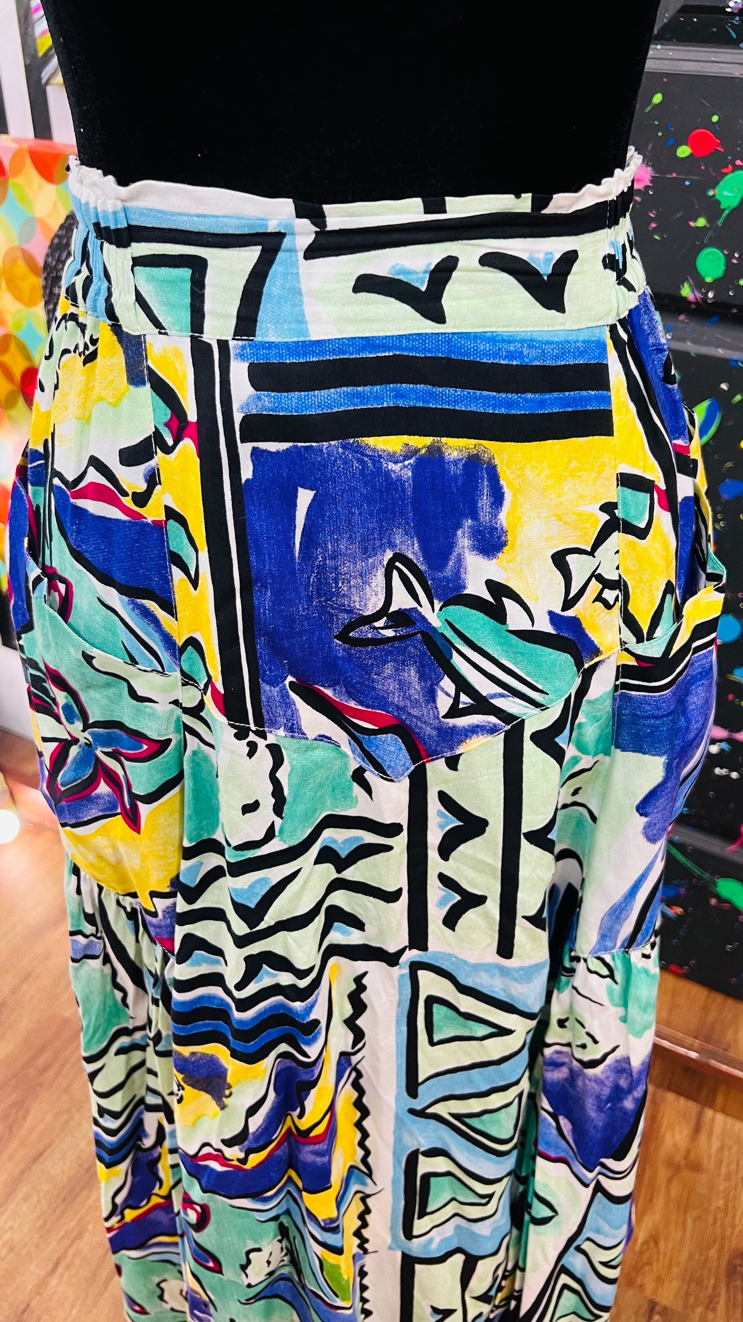 Vintage Rayon Multi Colored Skirt (14)