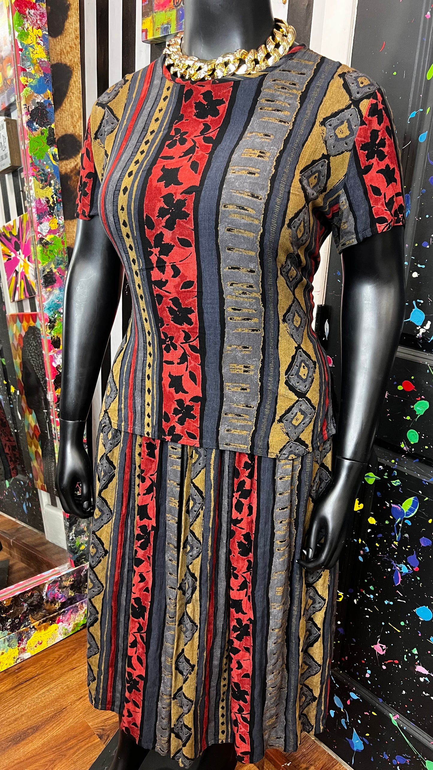 Vintage Rayon 90’s Skirt Set (14)