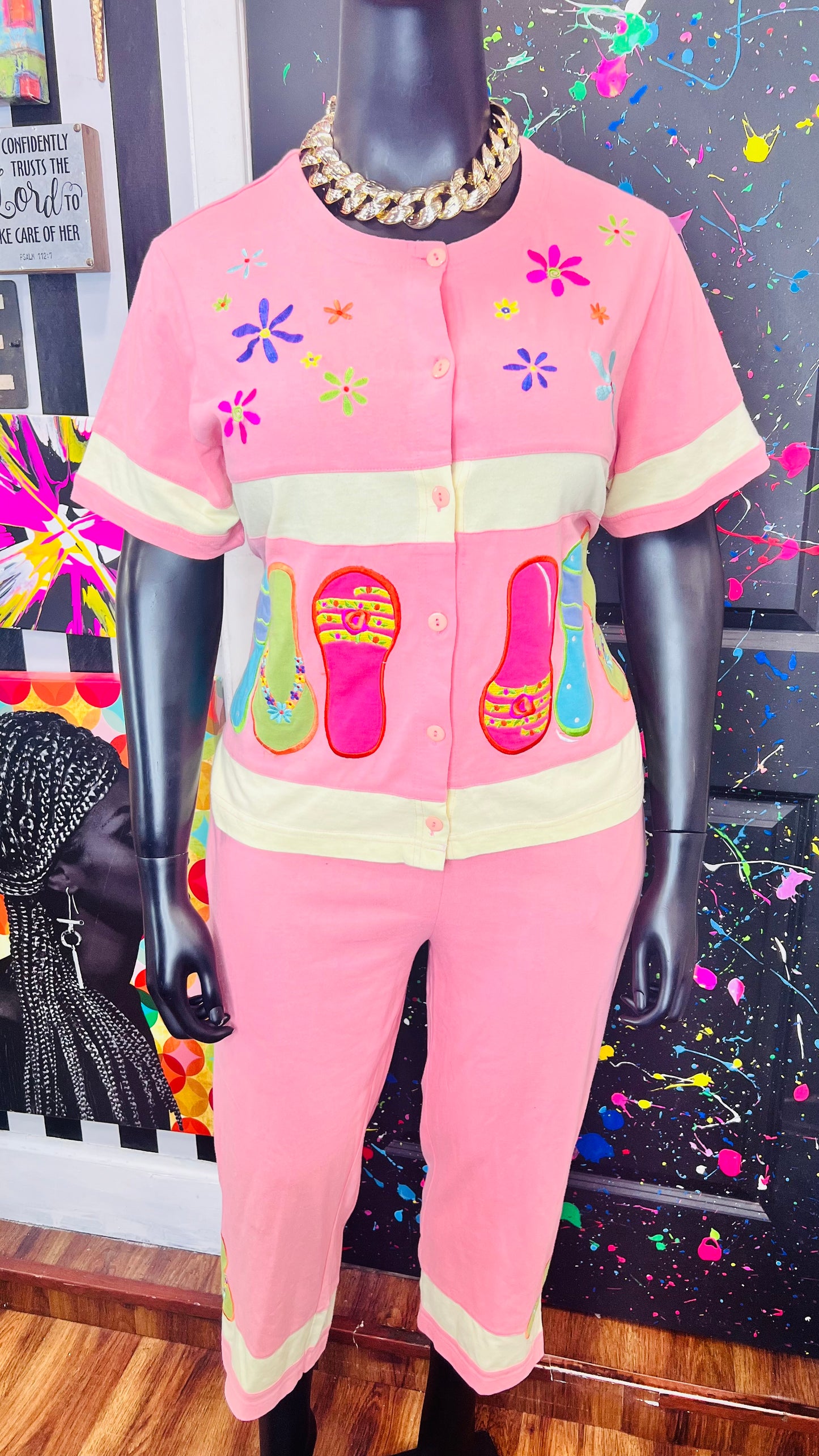 Vintage Cotton Capri Flip Flop Set (16/18)