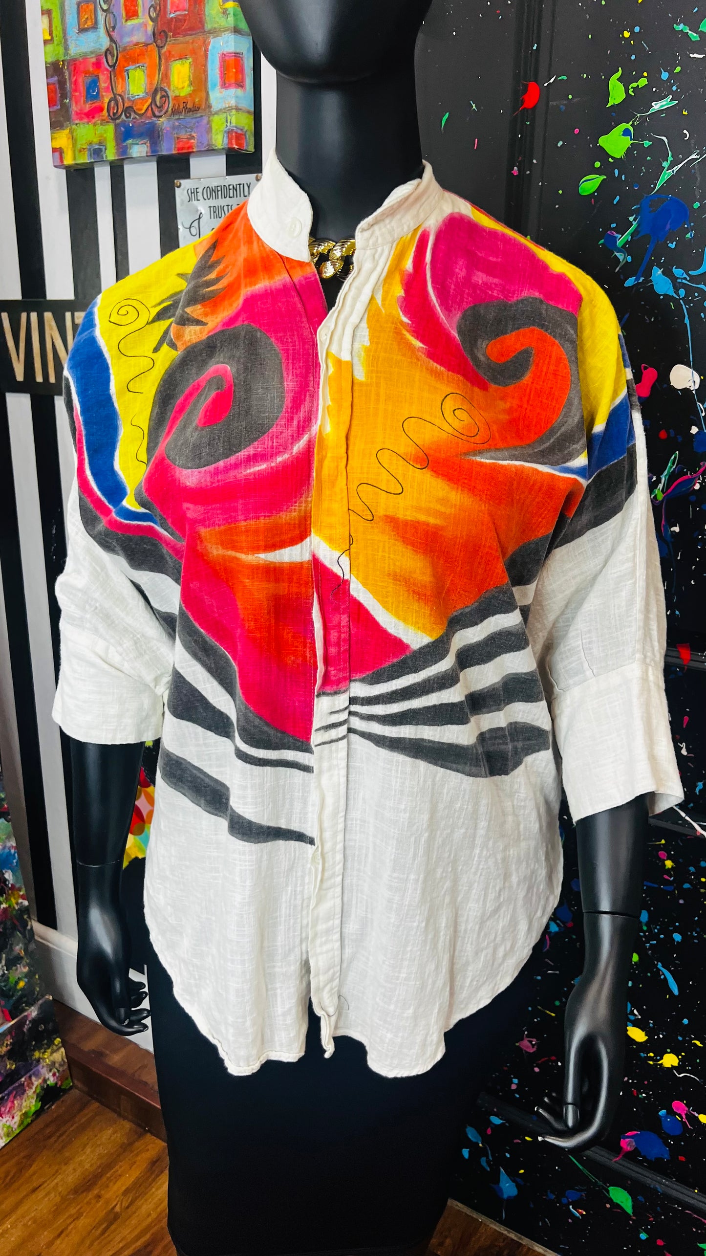 Abstract Print Linen Blouse (16)