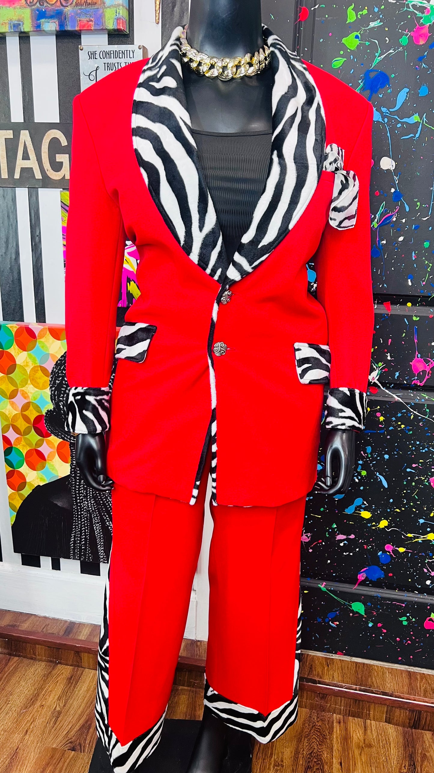 Red & Zebra Pants Suit (16)