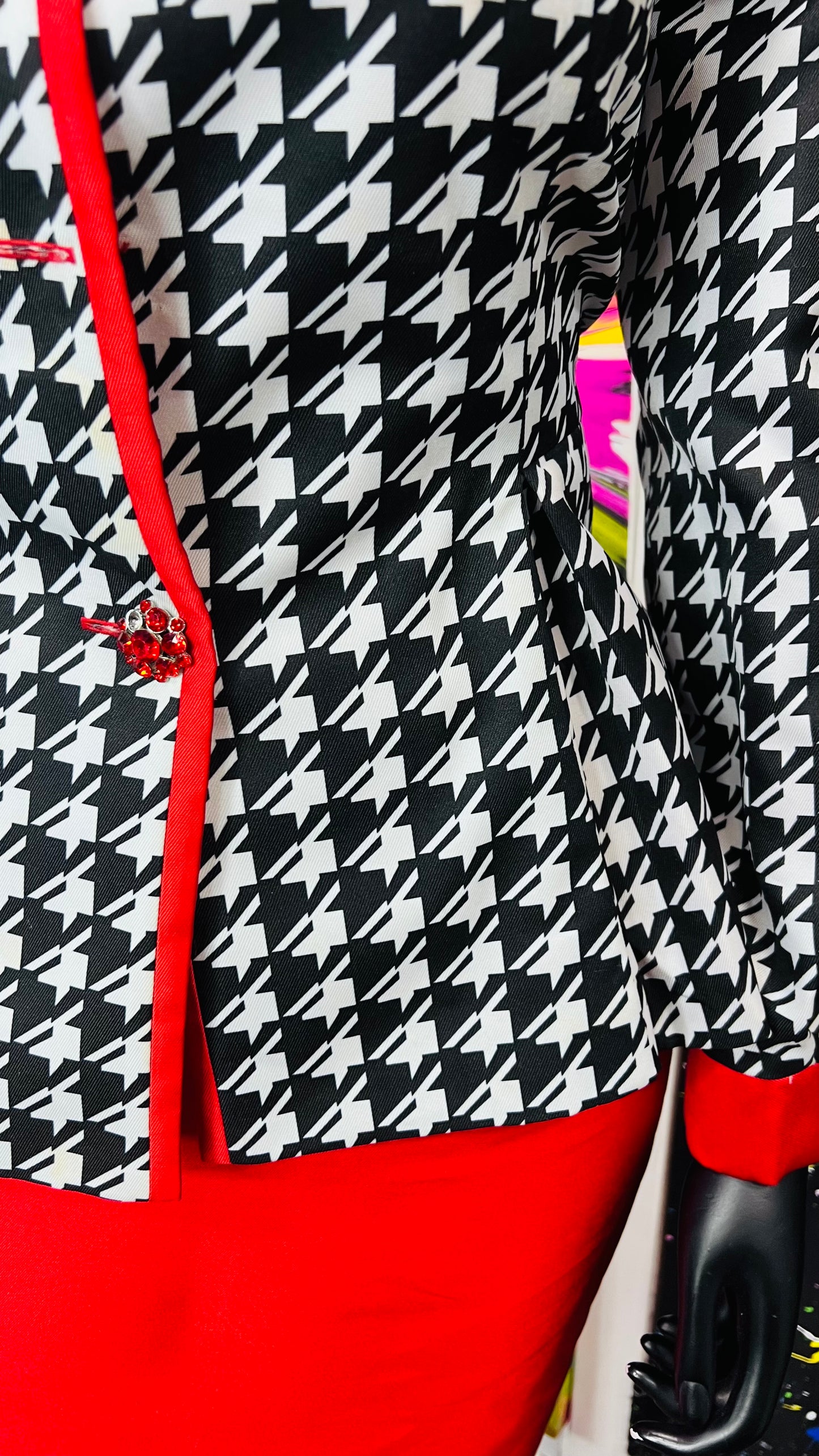 Houndstooth Peplum Waist Skirt Suit (18W)