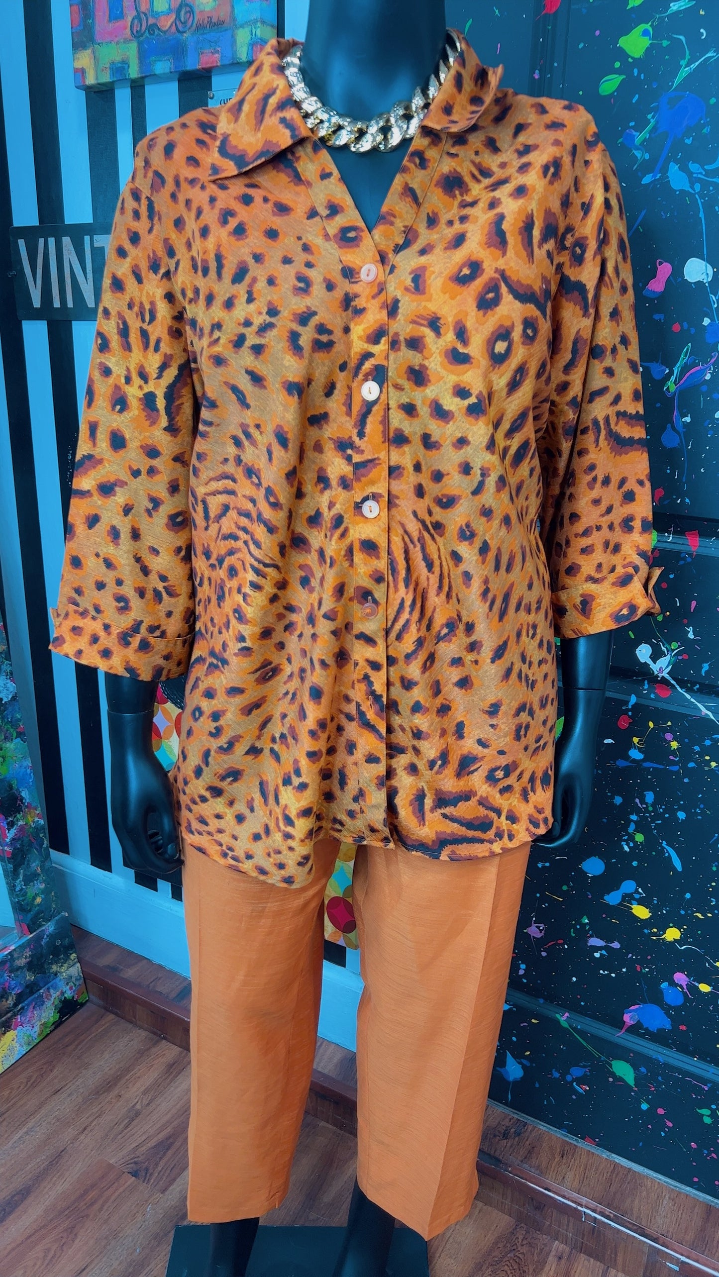 Vintage Animal Print Selene Pants Set (32)