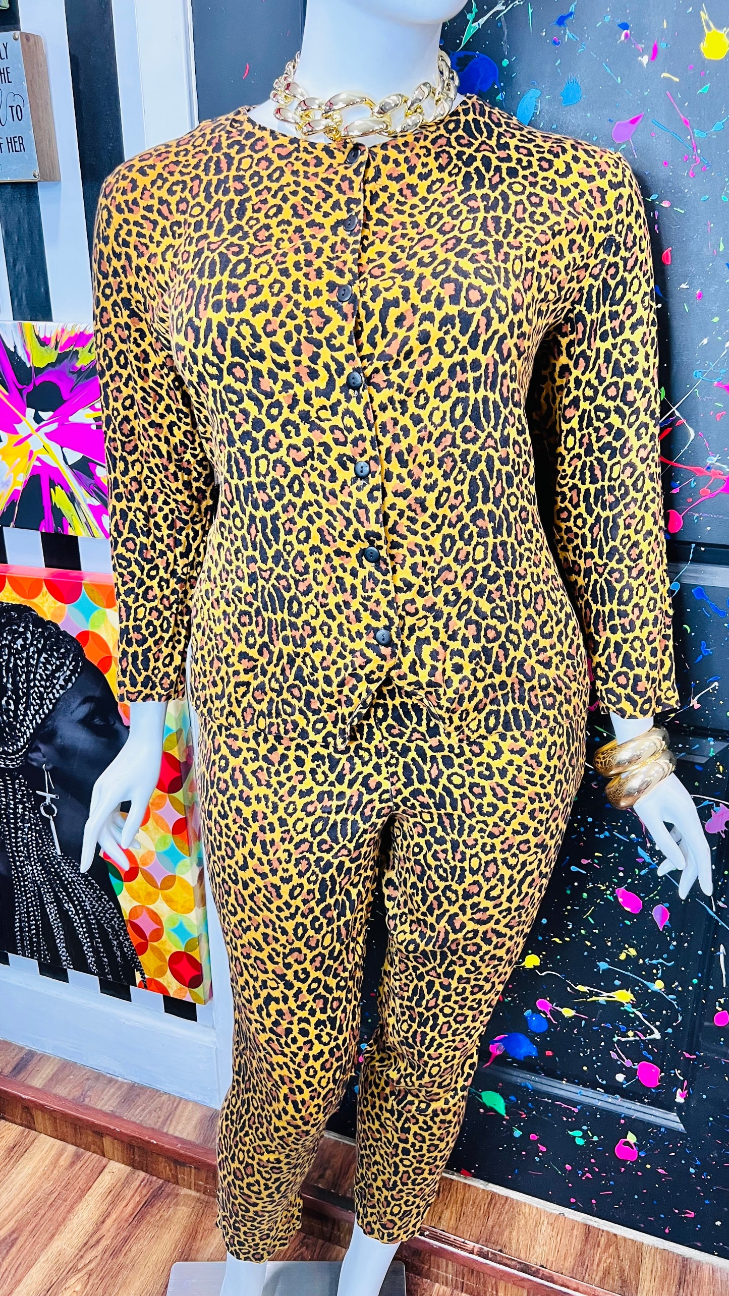 Vintage Rayon Cheetah Pants Set (18)