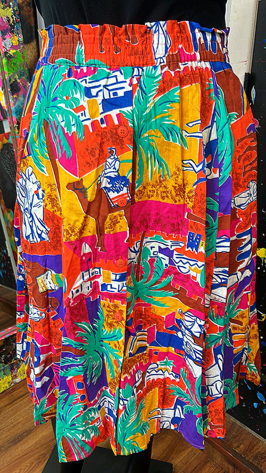 Vintage Button Down Vibrant Skirt (12)