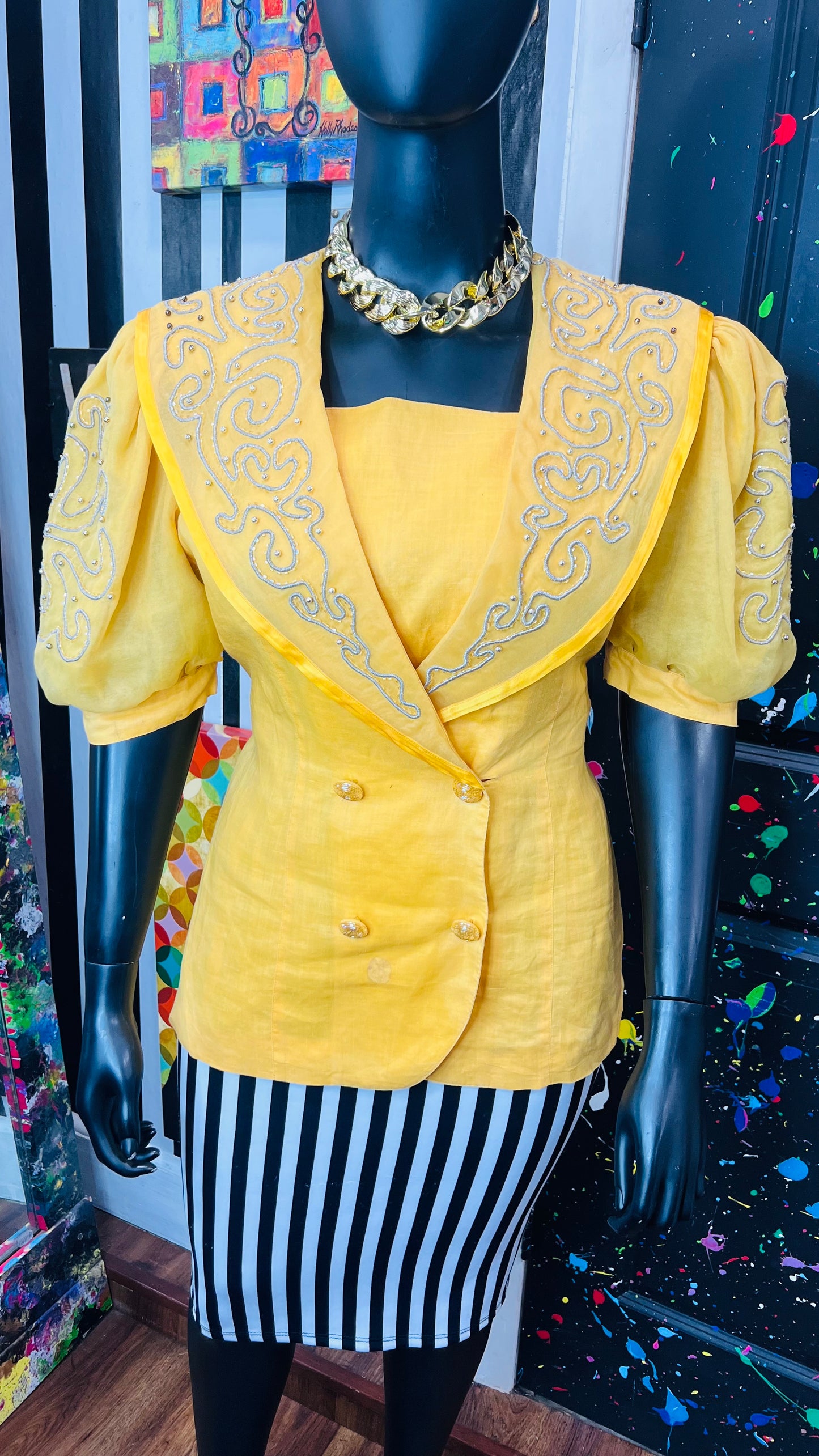Vintage Yellow & Beaded Blouse (16)