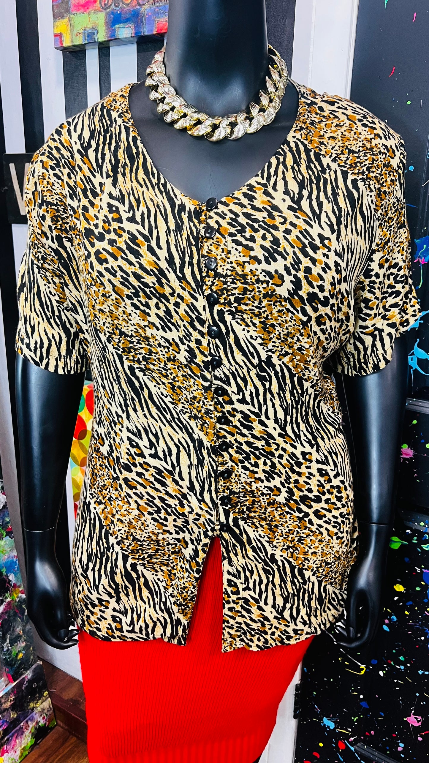 Vintage Rayon Animal Print Blouse (20)