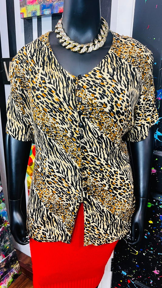 Vintage Rayon Animal Print Blouse (20)