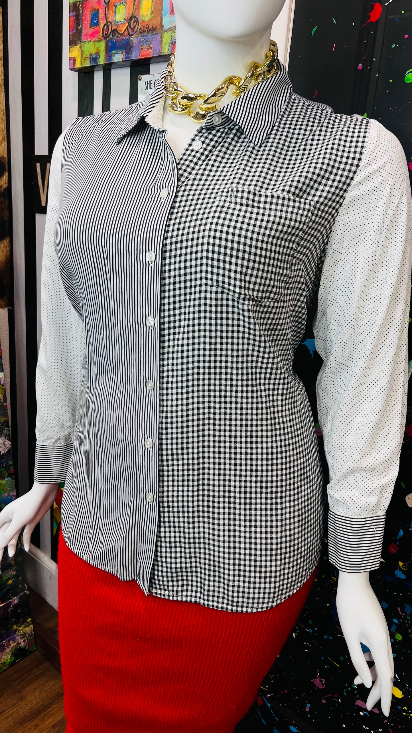 Lane Bryant Mix Black & White Print Blouse (18/20)