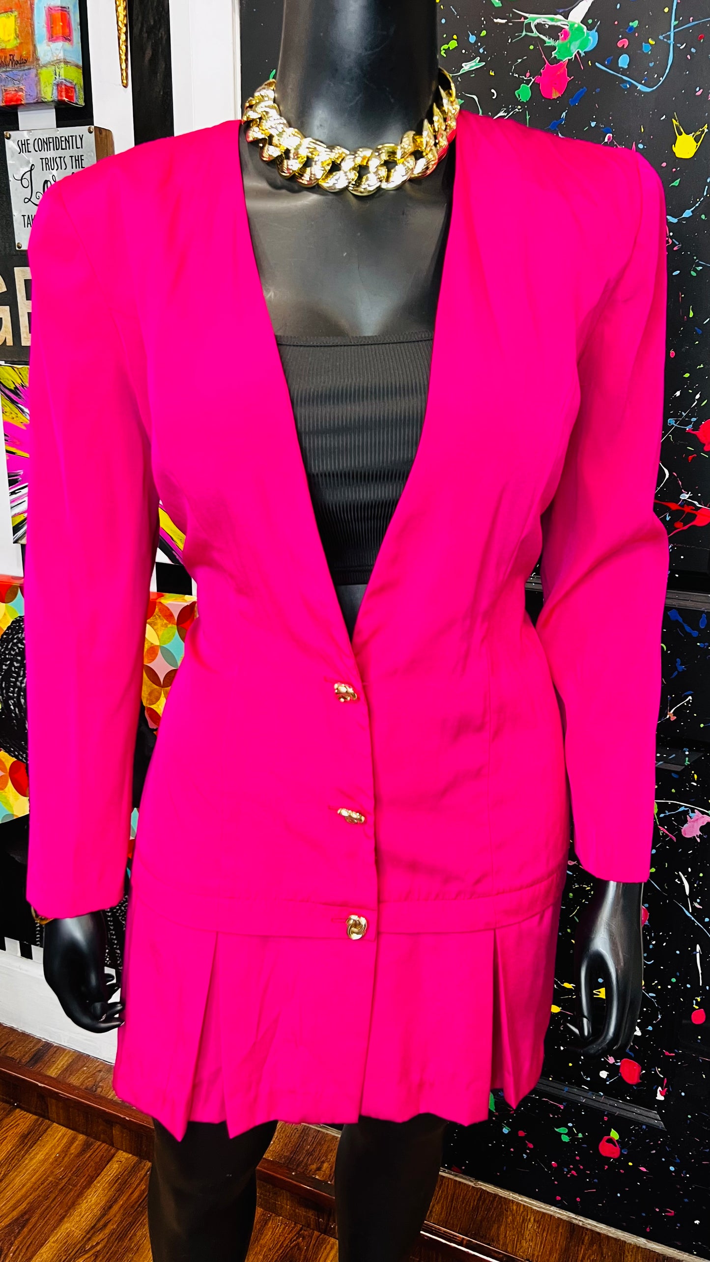 Vintage Pink Pleated Bottom Dress (15/16)